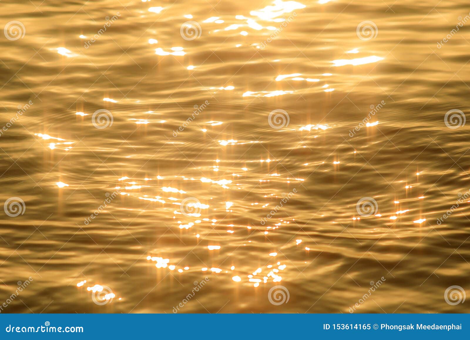 abstract photo of surface water of sea or ocean at sunset time with golden light tone.