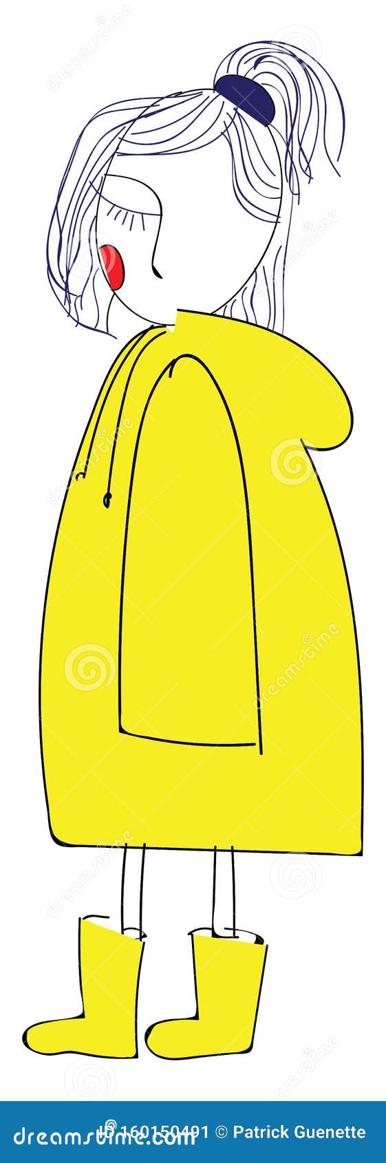 Abstract Picture of a Girl with Yellow Raincoat and Boots Vector ...