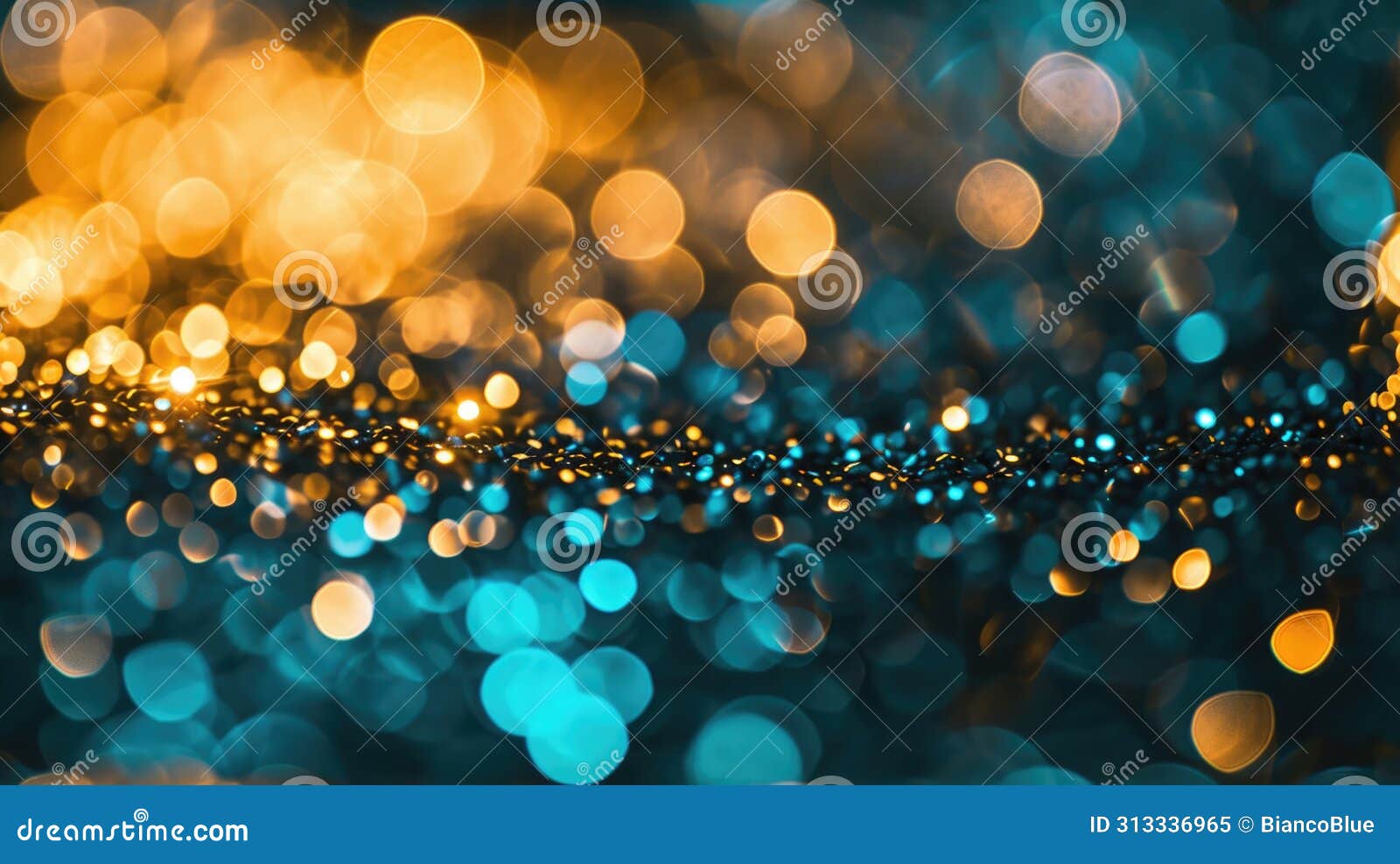 the abstract picture of glittering blue gold particle blur background. aigx01.