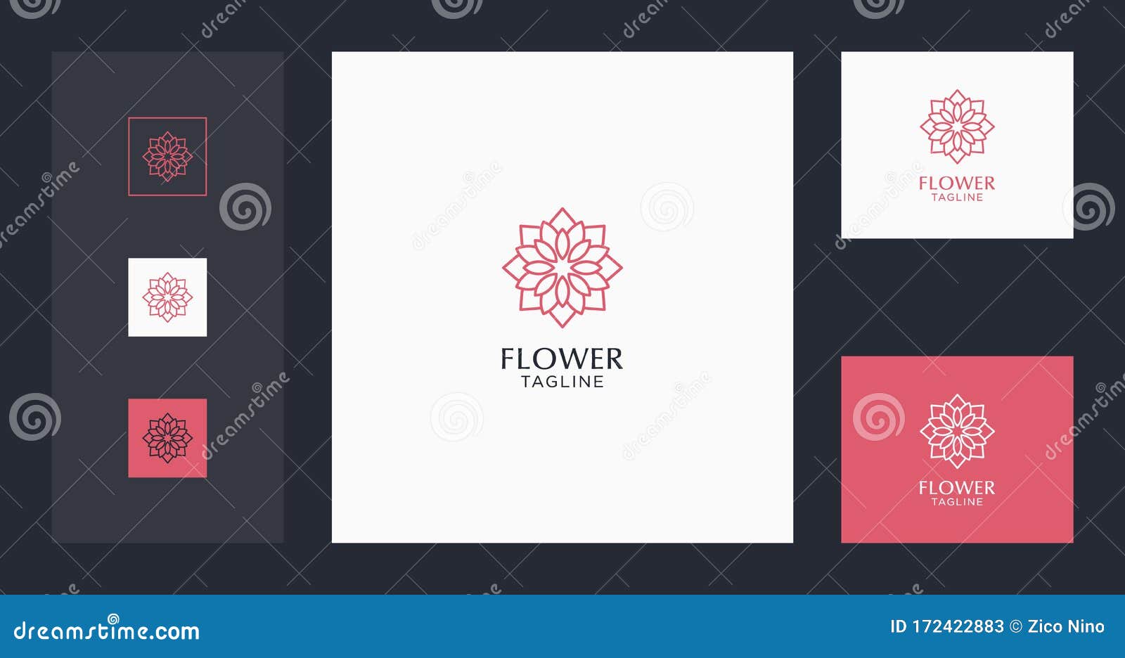 Abstract Pink Flower Logo Design Template Premium Stock Vector