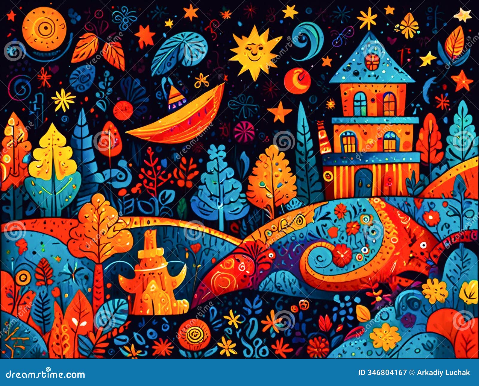 abstract play. a vibrant and playful doodle-style  with hand-drawn s like quirky s, abstract patterns,