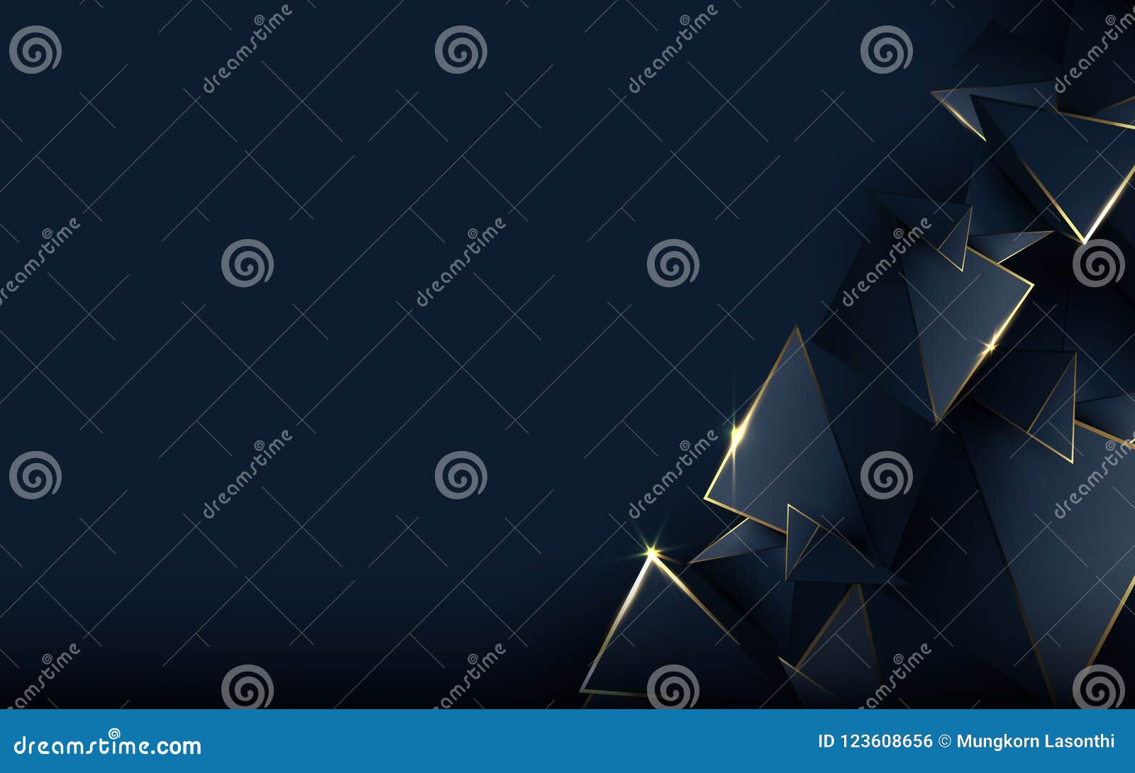 abstract polygonal pattern luxury dark blue with gold background