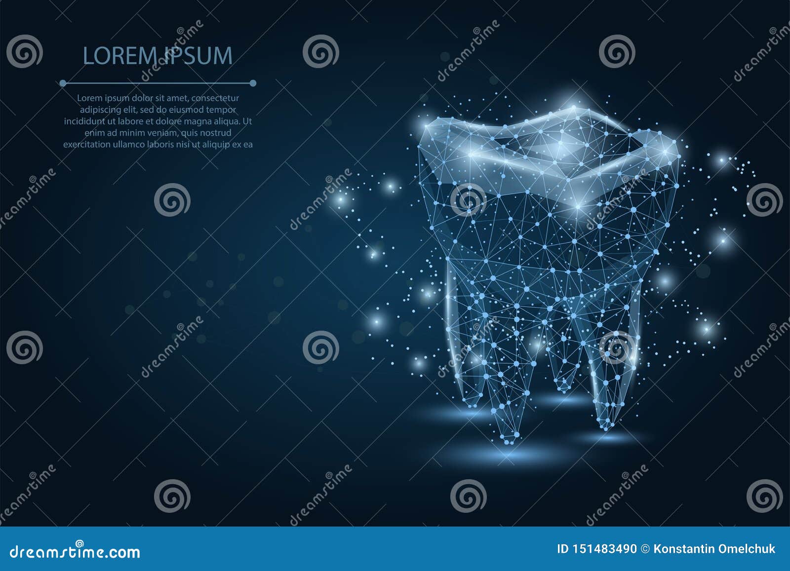 abstract polygonal tooth. low poly wireframe . dentist white toothpaste, teeth freshness .