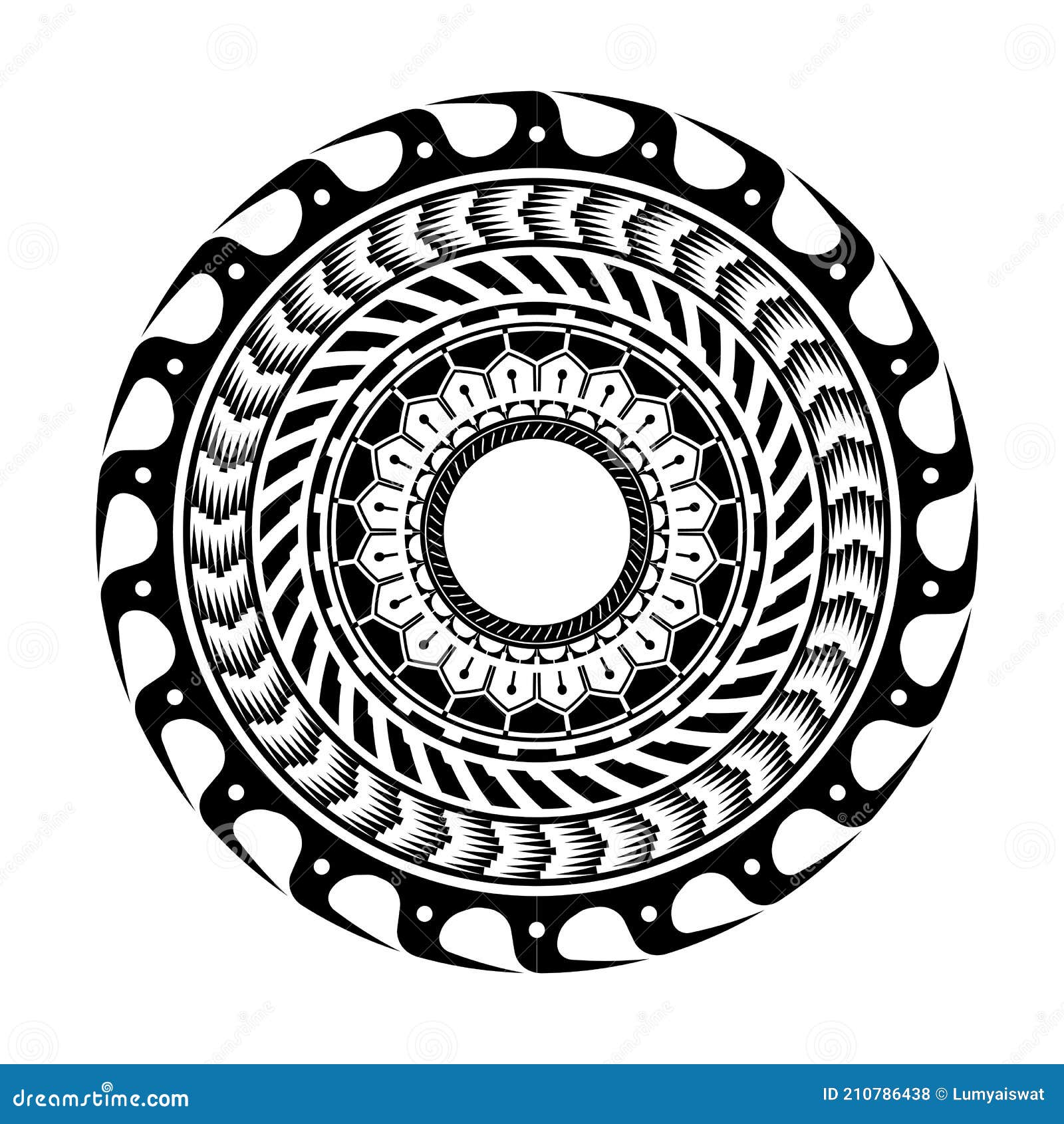 Abstract Polynesian Tattoo Circle Design Stock Vector - Illustration of abstract, monochrome: 210786438