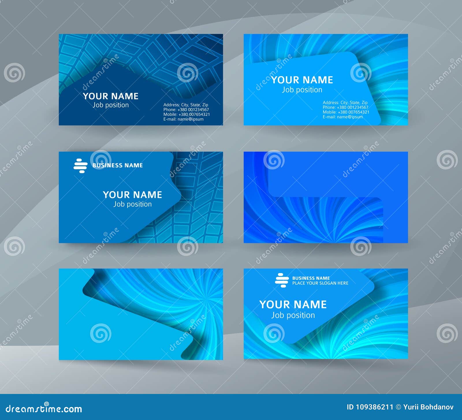 Business Card Background Blue Set of Horizontal Templates01 Stock Vector -  Illustration of flat, beauty: 109386211