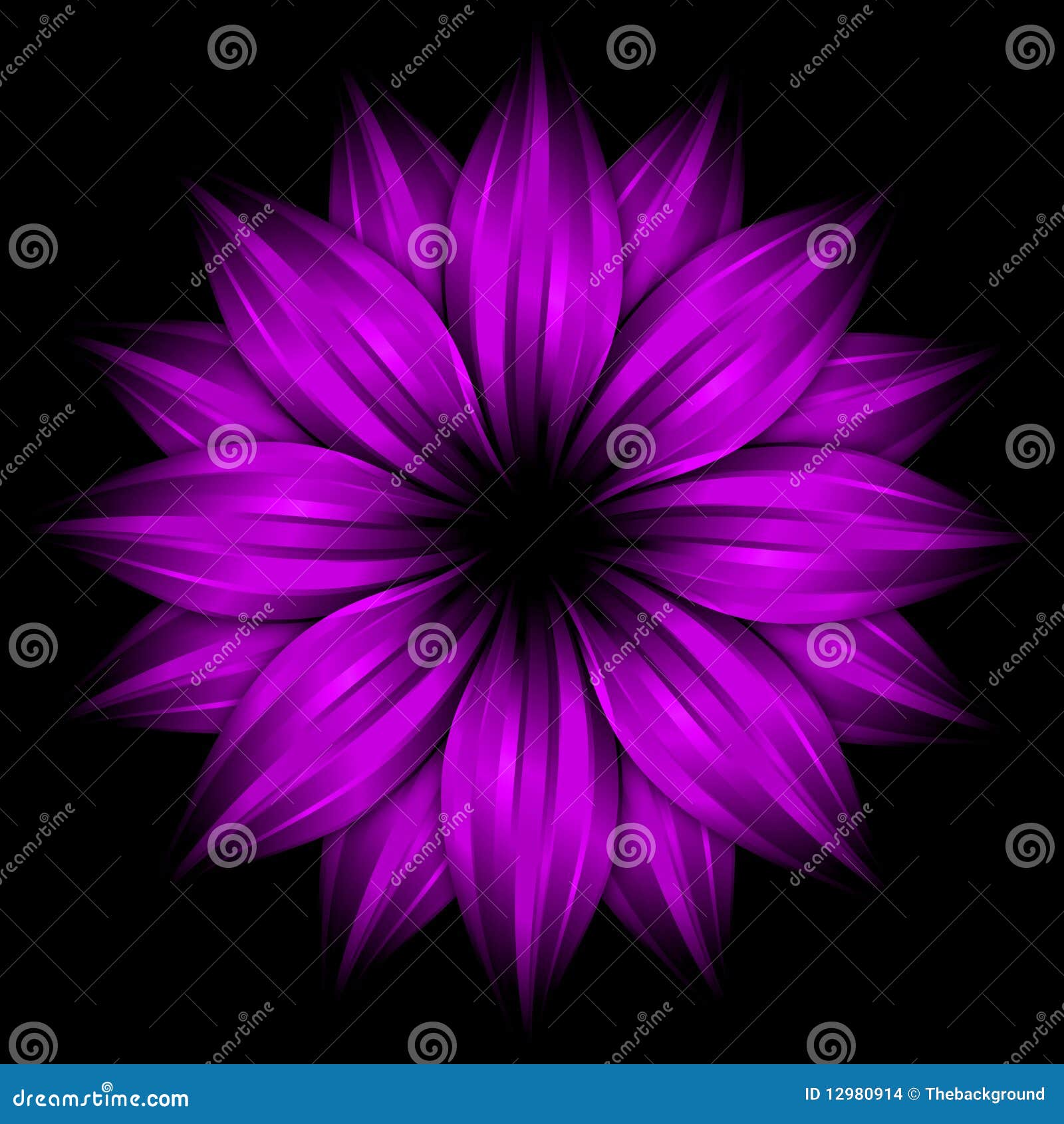 Abstract Purple Flower On Black Background Stock Illustration