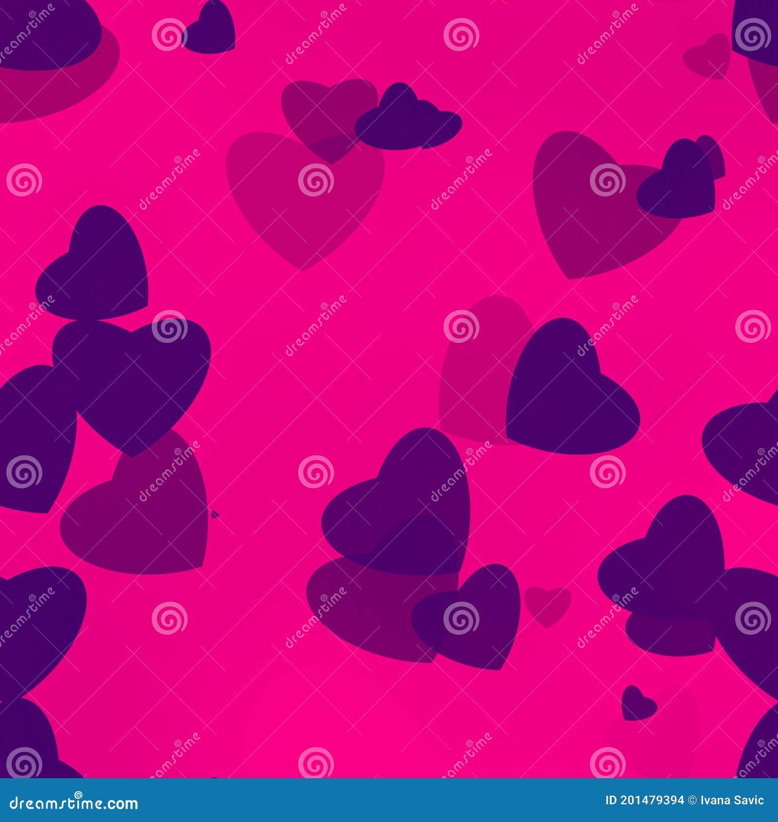 Abstract Purple Hearts on Bright Pink Background Stock Illustration ...