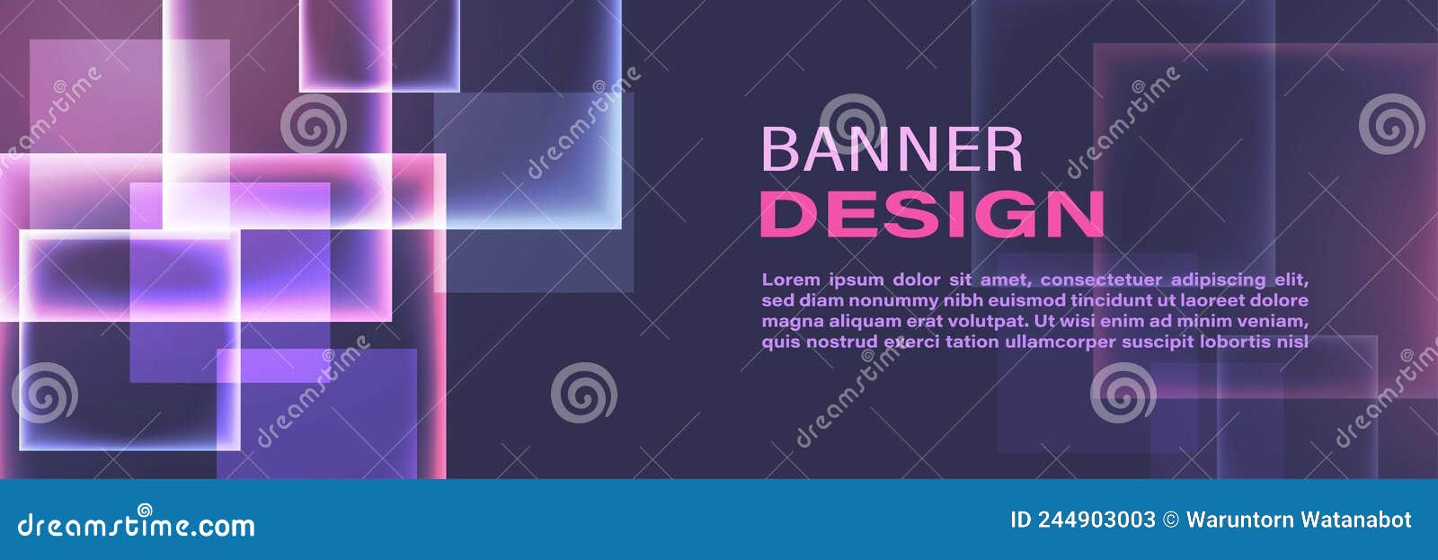 Abstract Purple Neon Light Banner Background Stock Vector