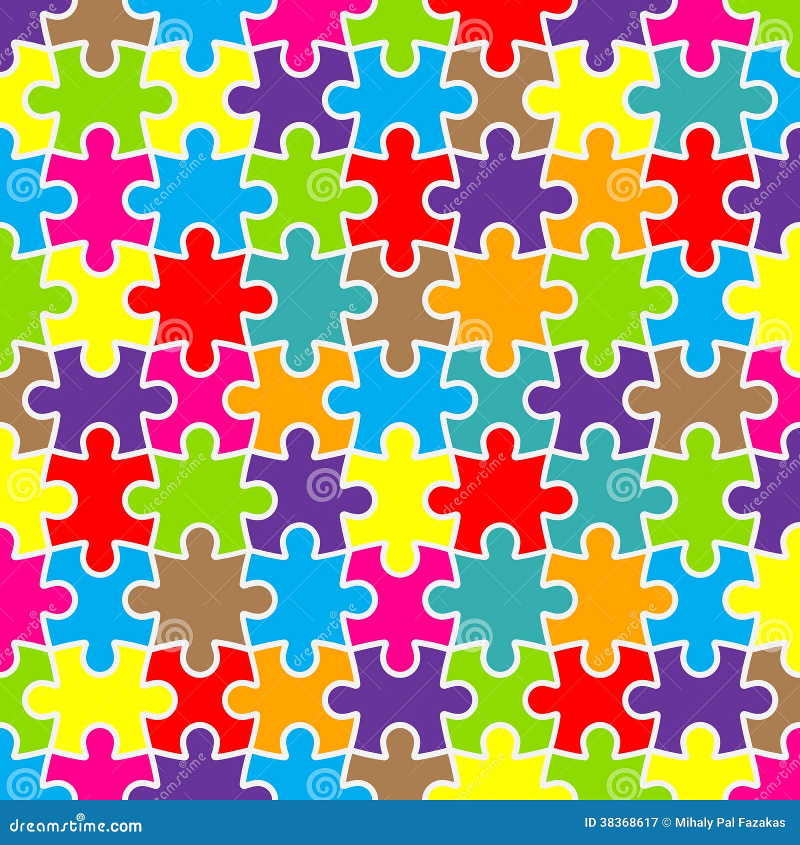 Abstract Puzzle Background With Colorful Pieces Cartoon Vector