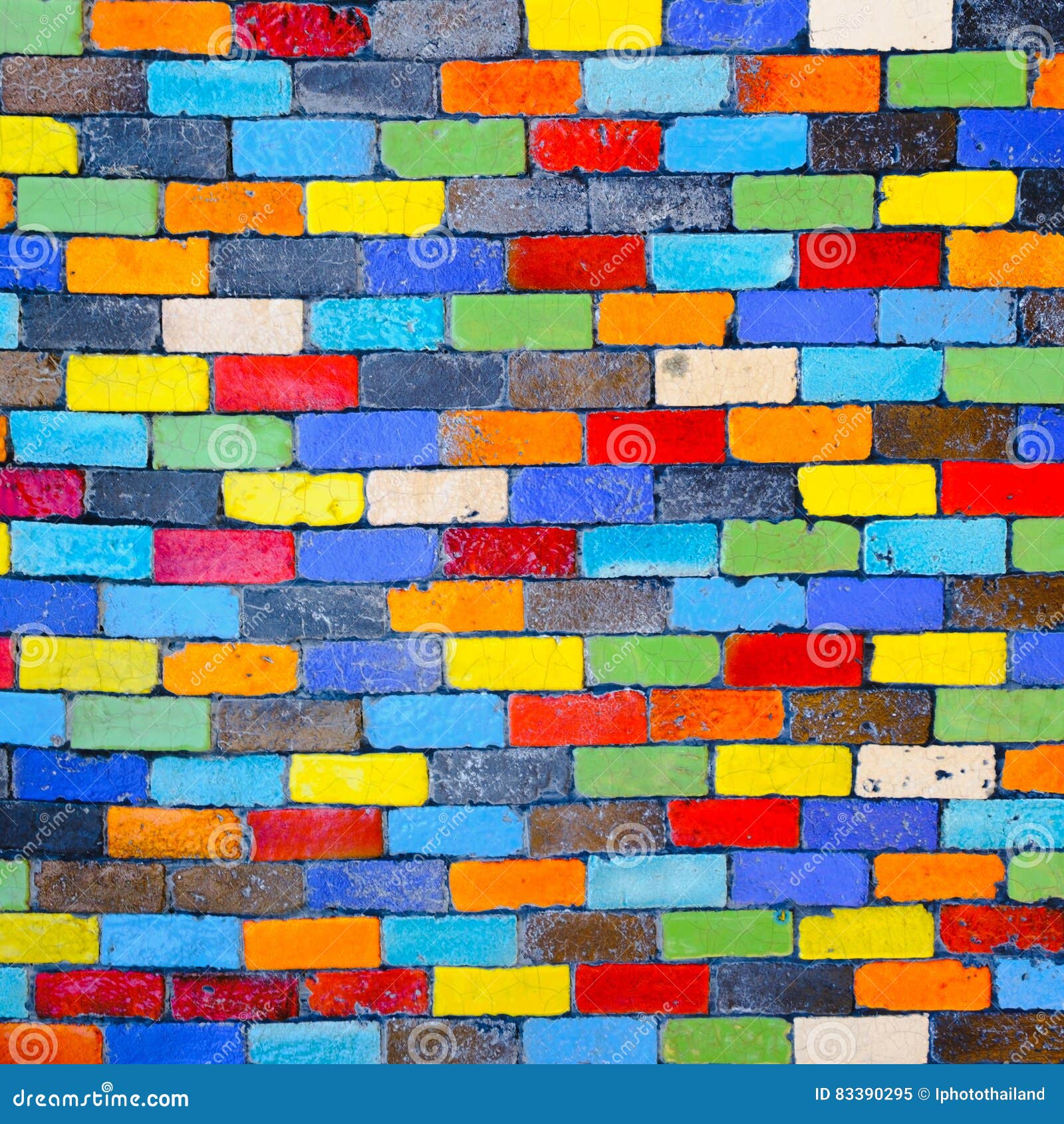 Abstract Rainbow Colourful Brick Wall in a Background Stock Image ...