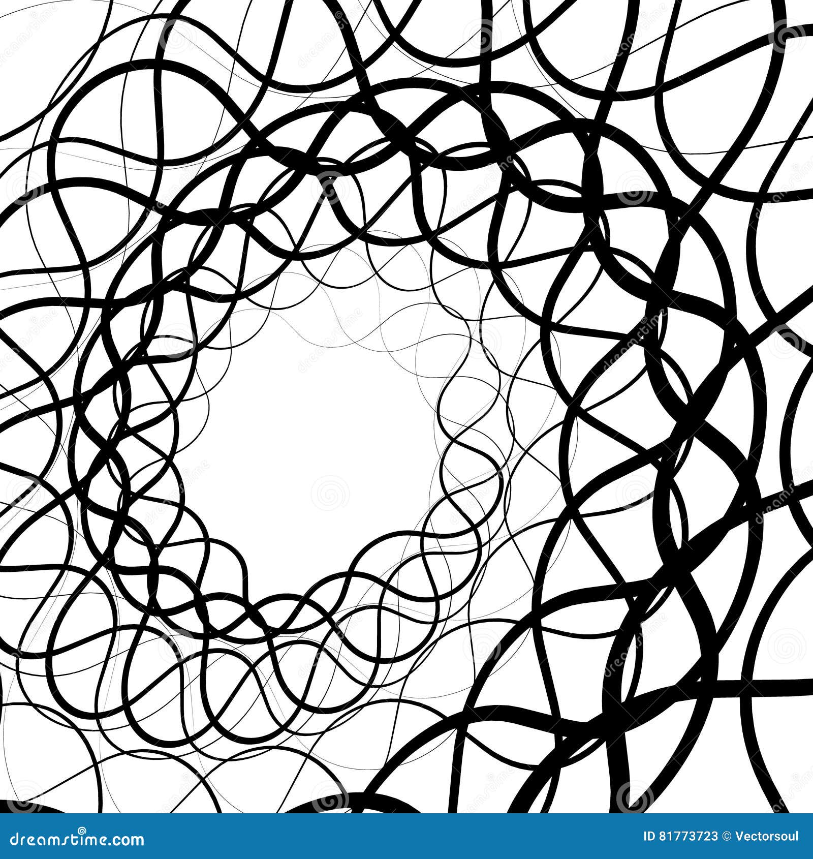 Abstract Random Squiggly Spirally Lines Swirling Rotating Lin