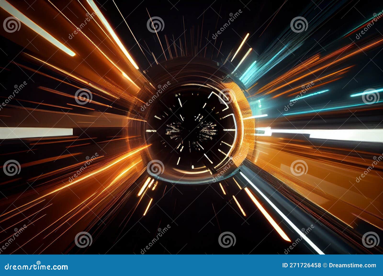 abstract rays on time space hyperjump, space tunnel. generative ai