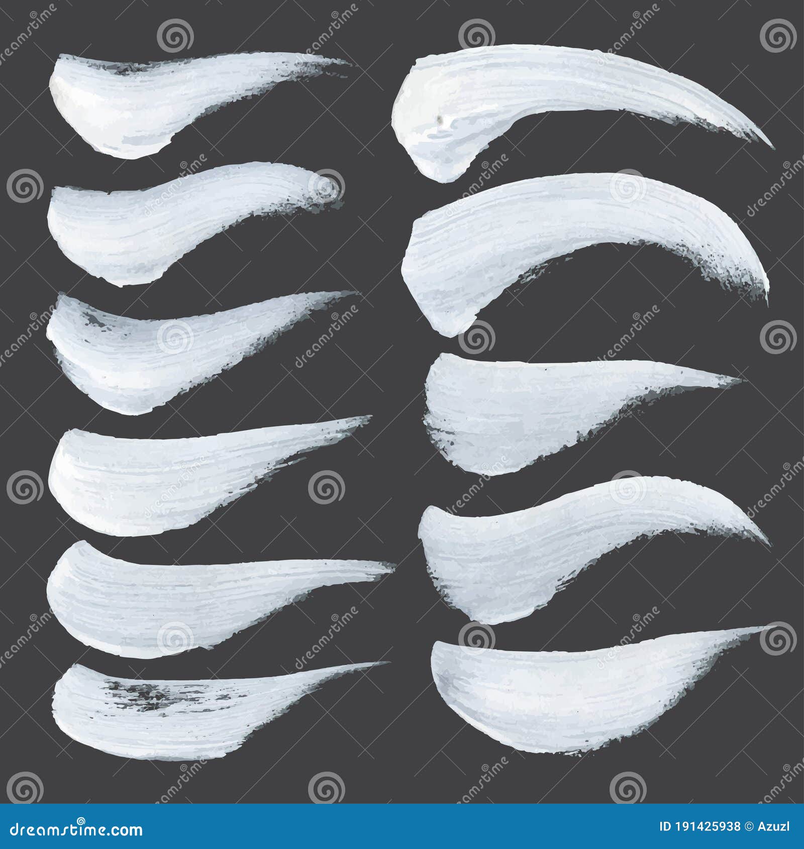 Abstract Realistic Strokes Drawn Round White Paint on Black Paper 1