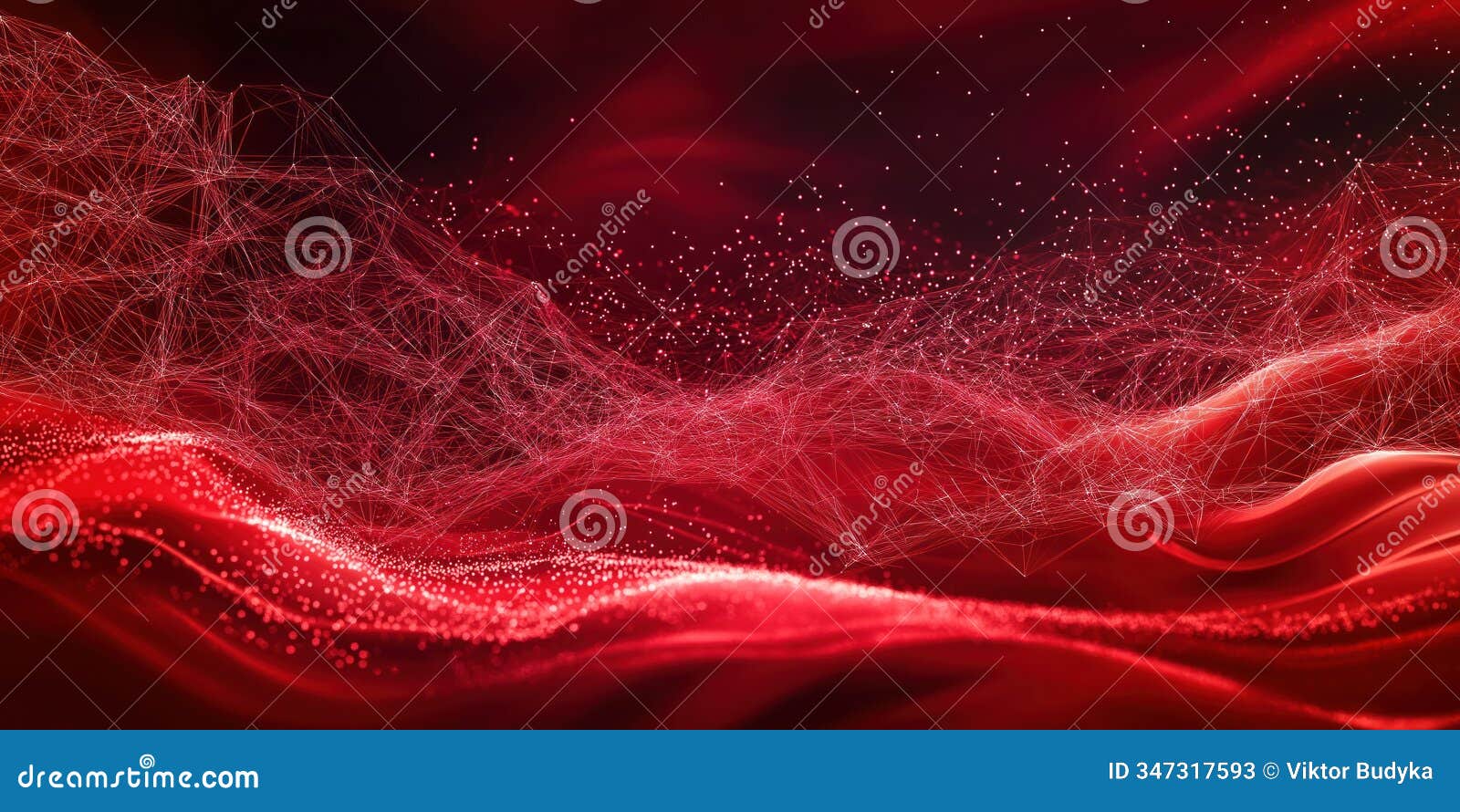 abstract red background with network mesh, particle connections. wavy  creates dynamic visual. futuristic abstract art.