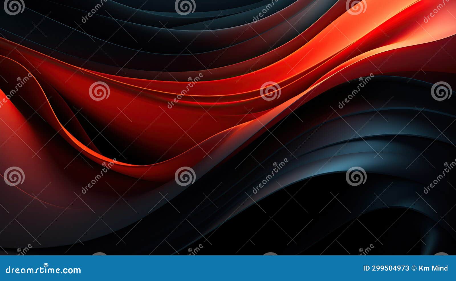 Abstract Red and Black Wavy Background. 3d Rendering, 3d Illustration