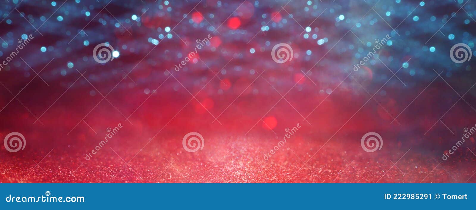 Abstract Red, Blue and Black Defocused Background. Bokeh Lights Stock