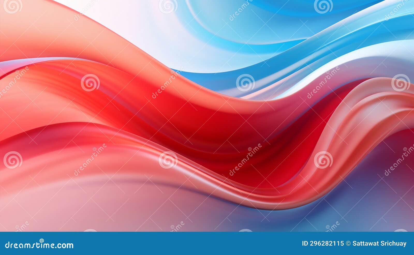 Red and Blue Wave Background by Generative AI. Stock Illustration