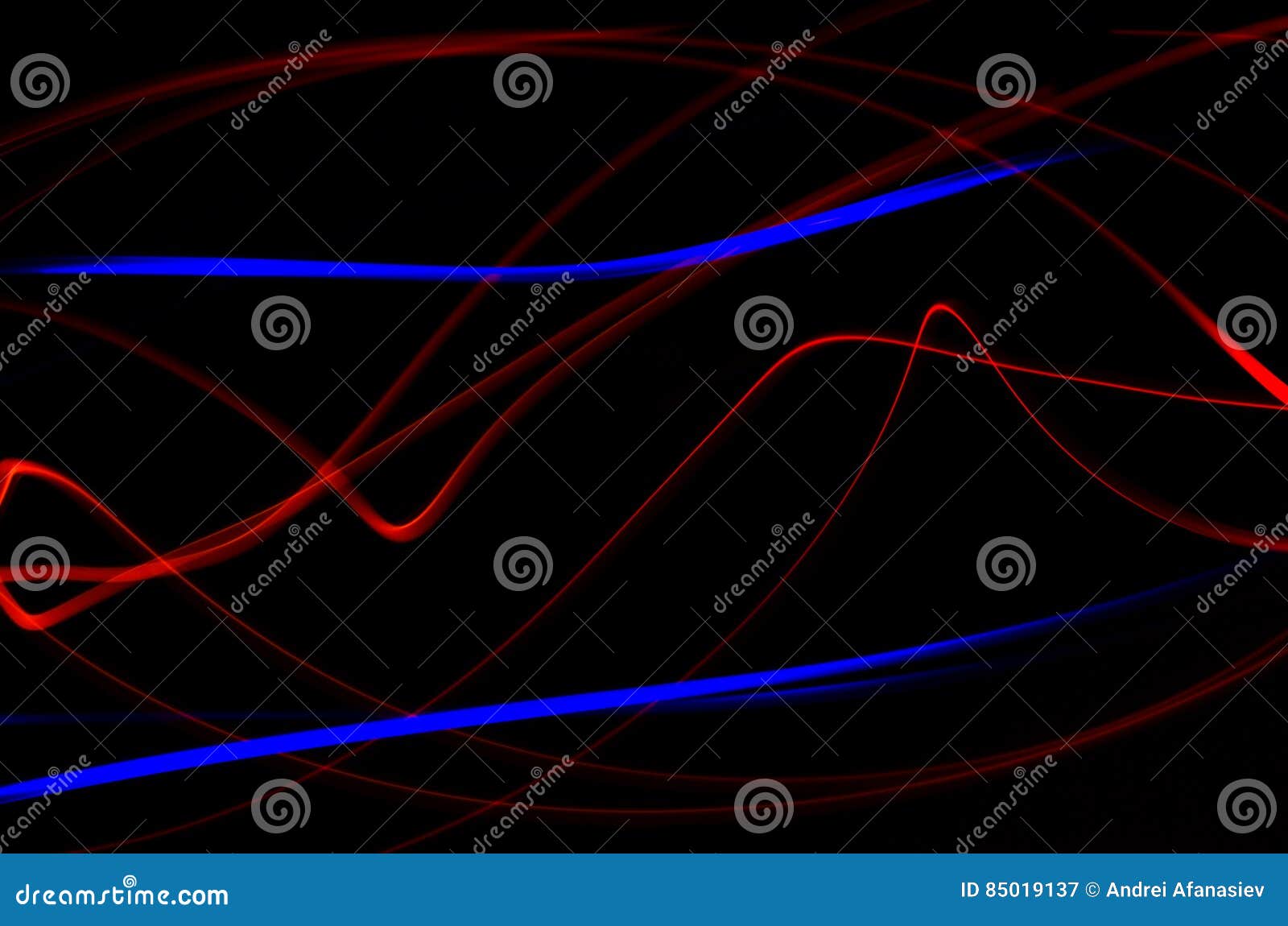 Abstract, Red and Blue Lines on a Black Background Stock Illustration