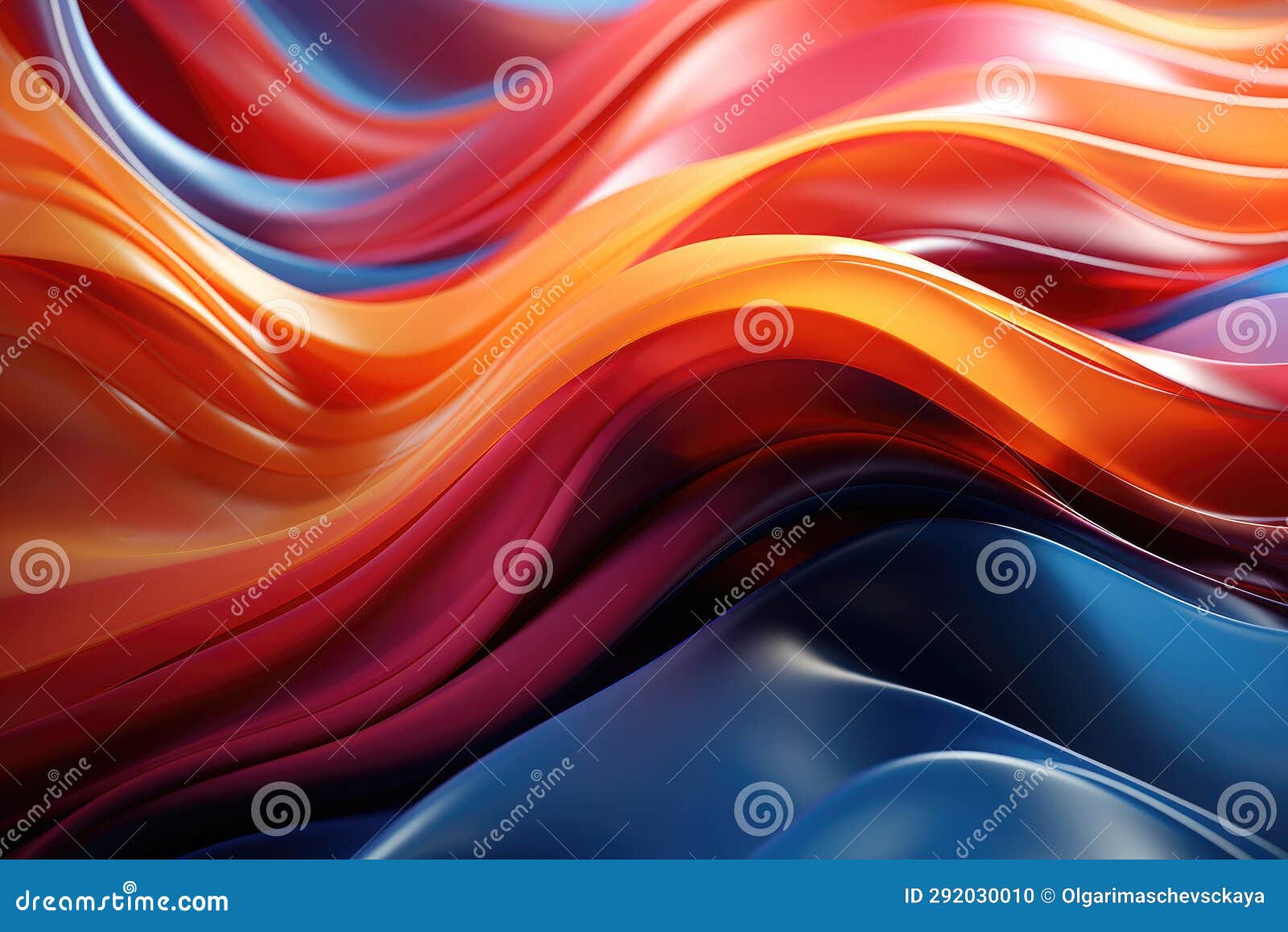 Abstract Red Blue Orange Background in the Form of Waves Stock