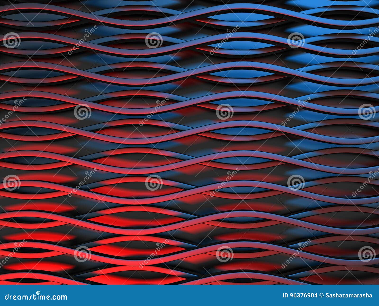 Abstract Red Blue Waves Stripe Pattern Background Stock Illustration