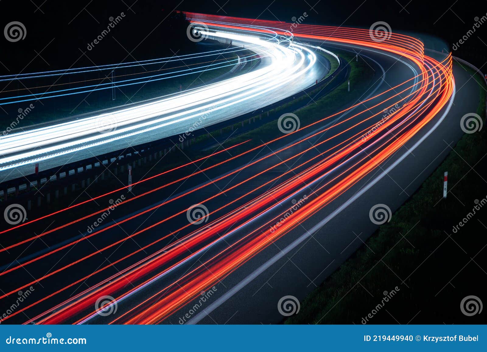 Abstract Red Car Lights at Night. Long Exposure Stock Photo Image of