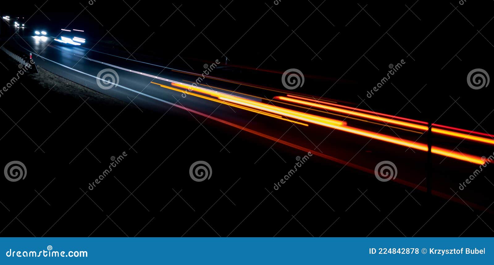 Abstract Red Car Lights at Night. Long Exposure Stock Photo Image of