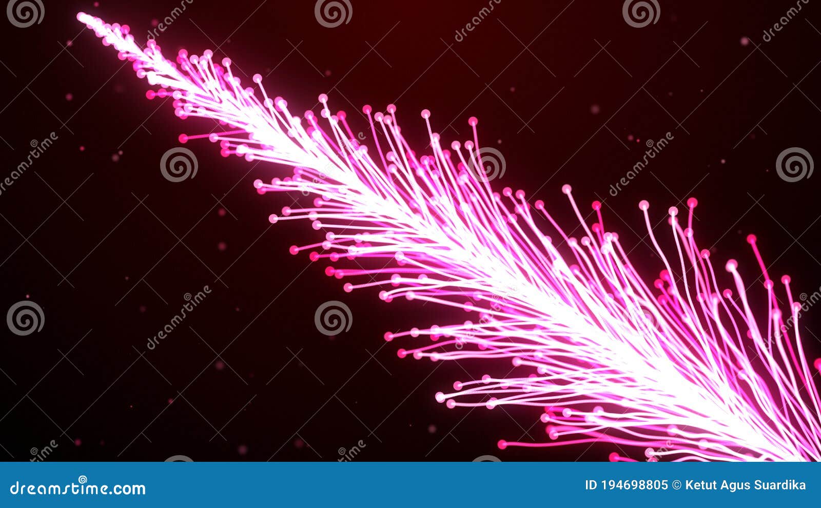 Abstract Red Glowing Light Pistil Of Flower Essence Turbulence Wavy Dots And Lines With Glitter Sparkle Dust Background