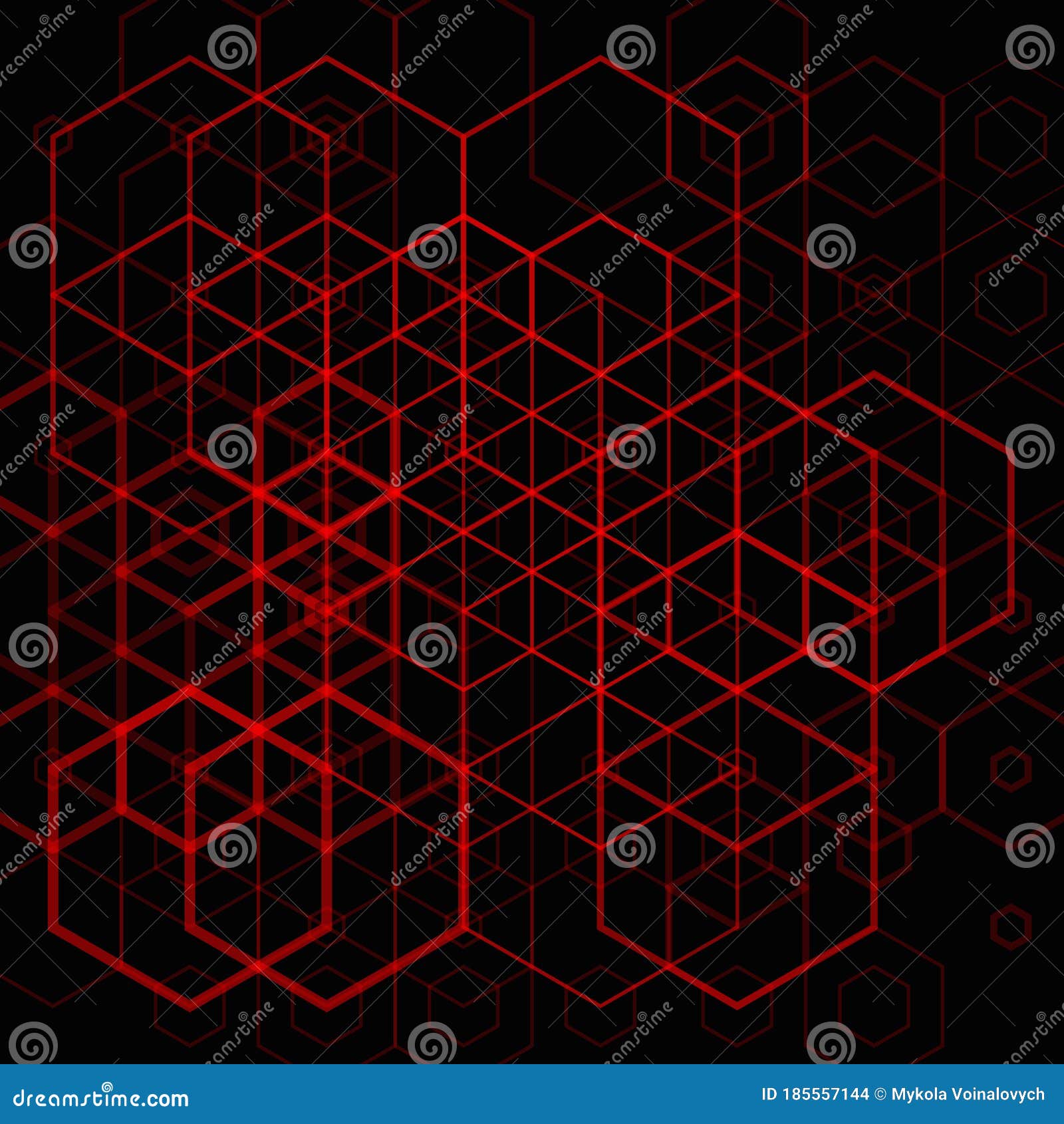 abstract red grid hexgonal pattern on dark background