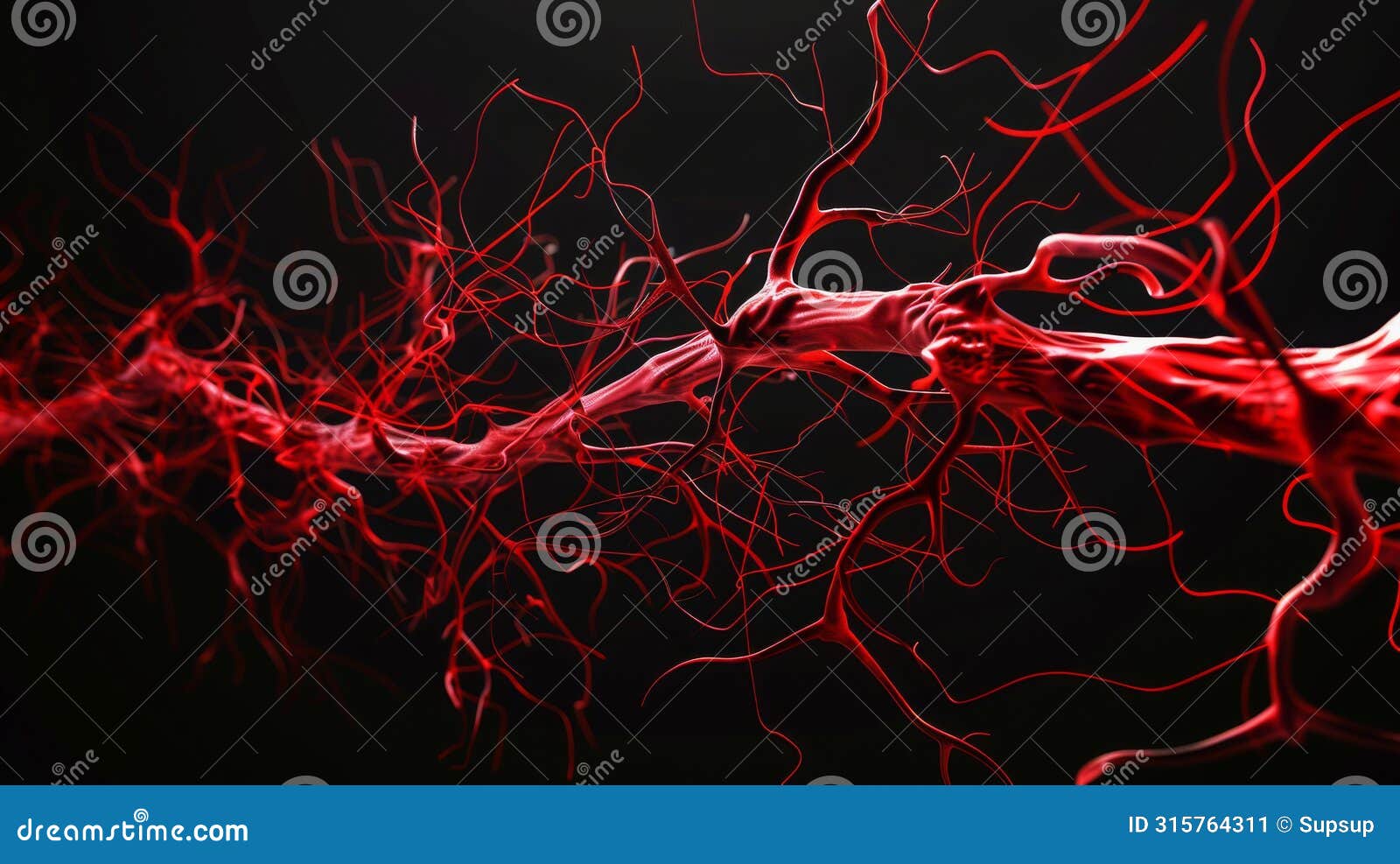 abstract red neuronal synapses simulation
