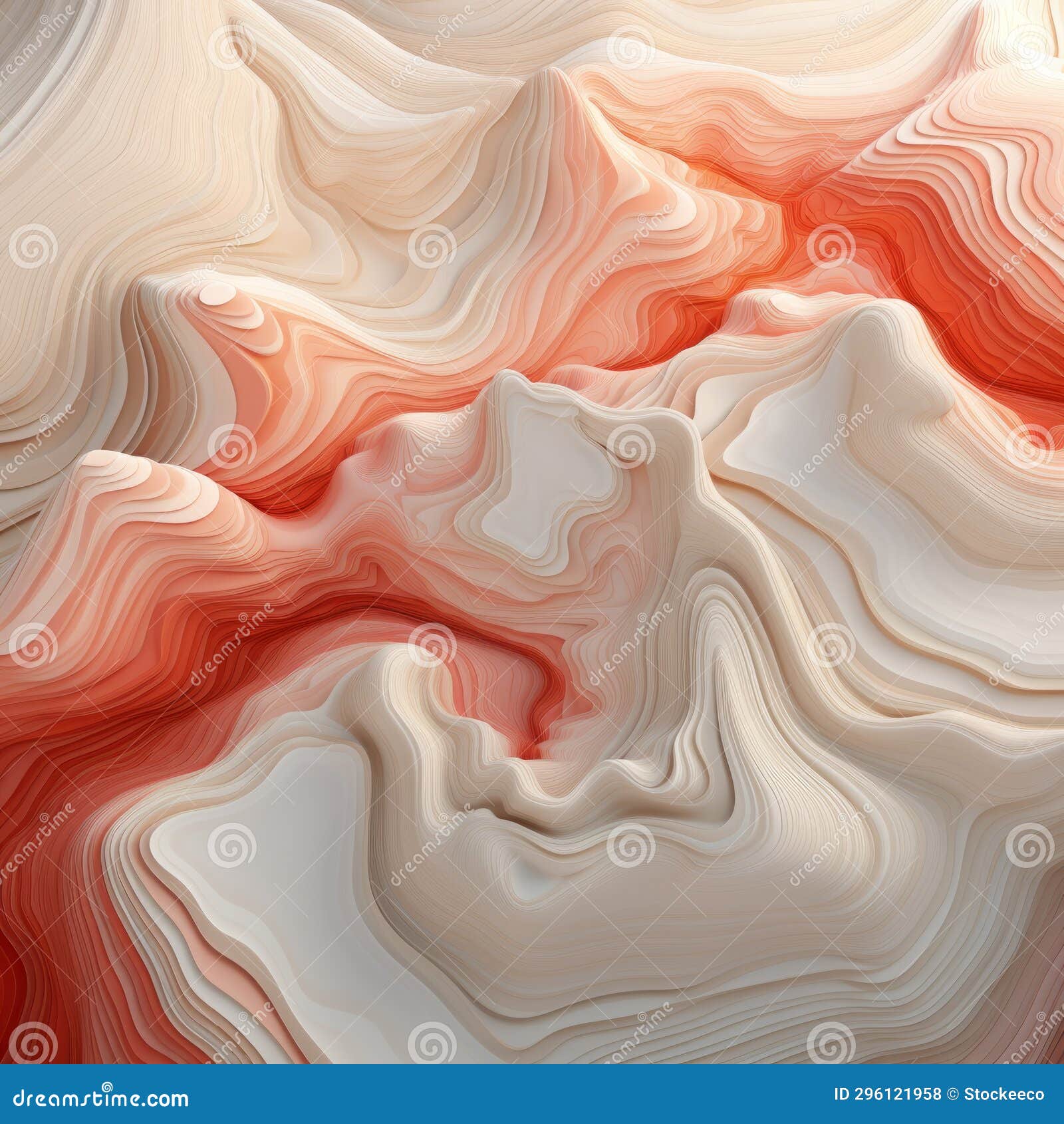 abstract red and white swirl: surreal 3d landscapes with textural surface treatment