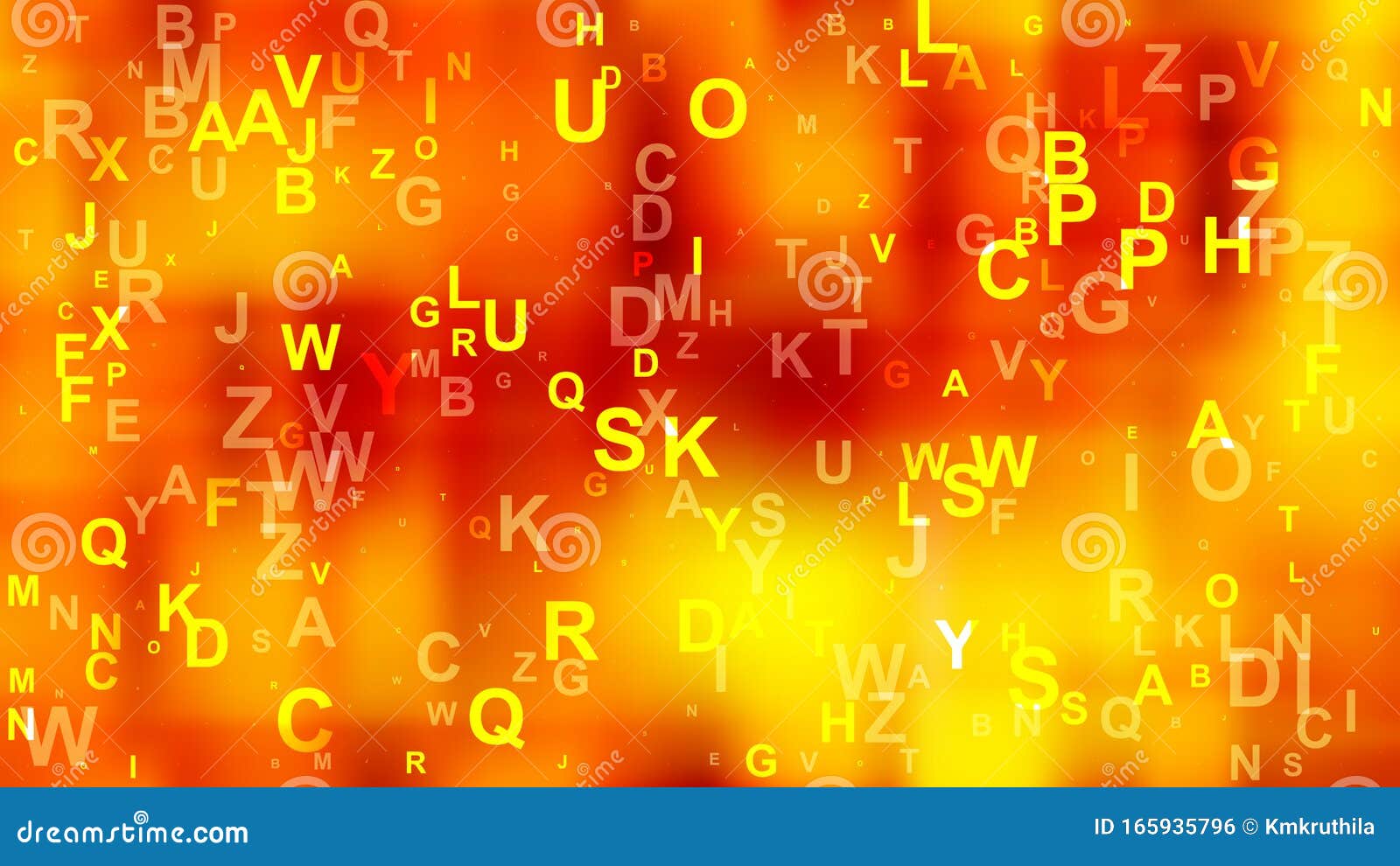 Abstract Red And Yellow Scattered Alphabet Letters Background Image