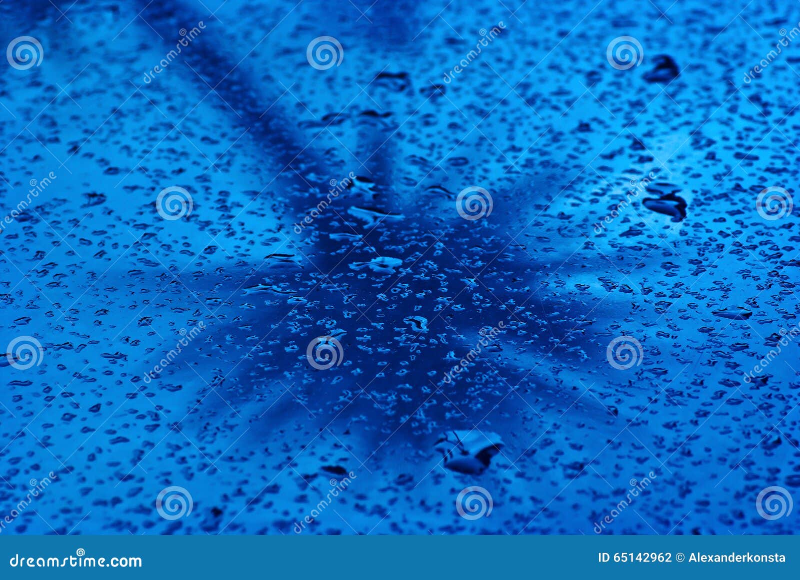 Abstract Reflection of Palm Trees on a Car Hood in the Rain Drops