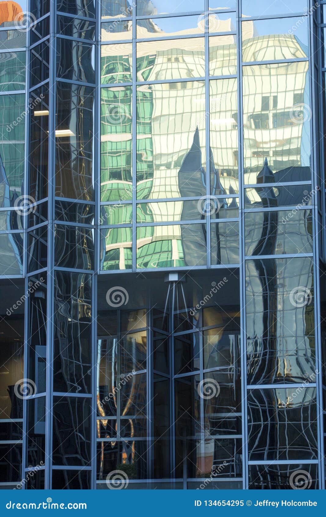 abstract reflections of buildings in windows at ppg place, pittsburgh
