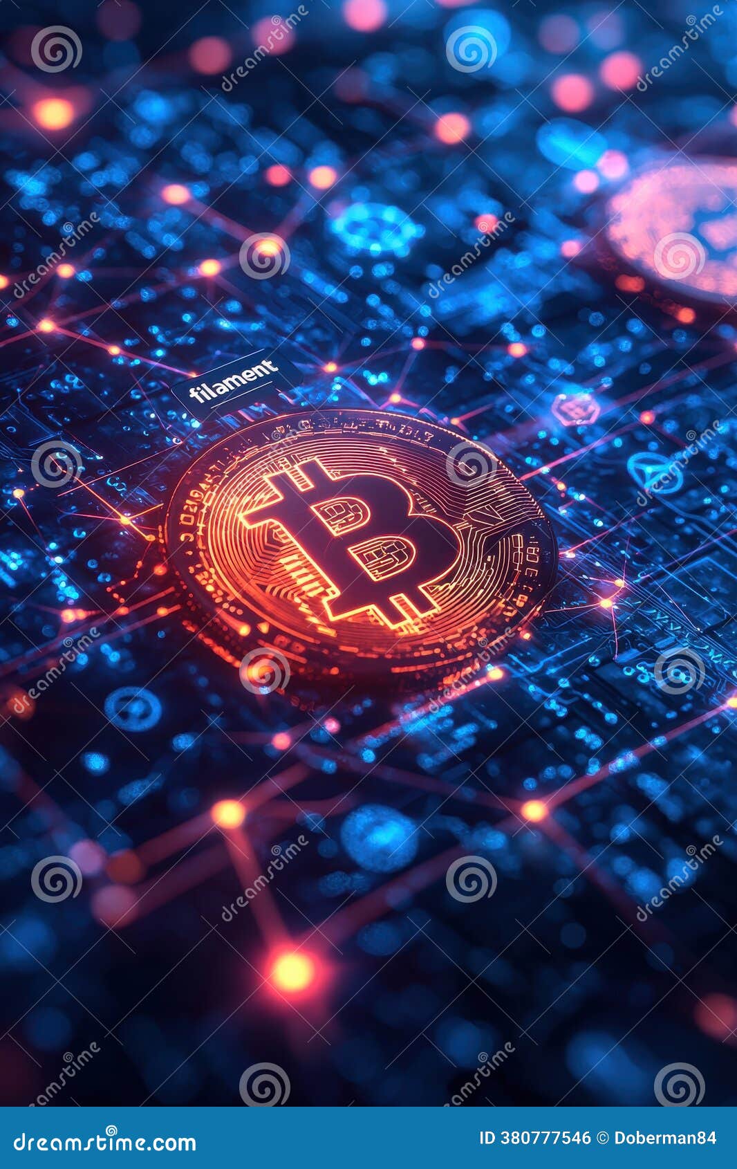 Abstract Representation of Bitcoin within a Futuristic Blockchain  Technology Network Stock Photo - Image of digital, innovation: 380777546