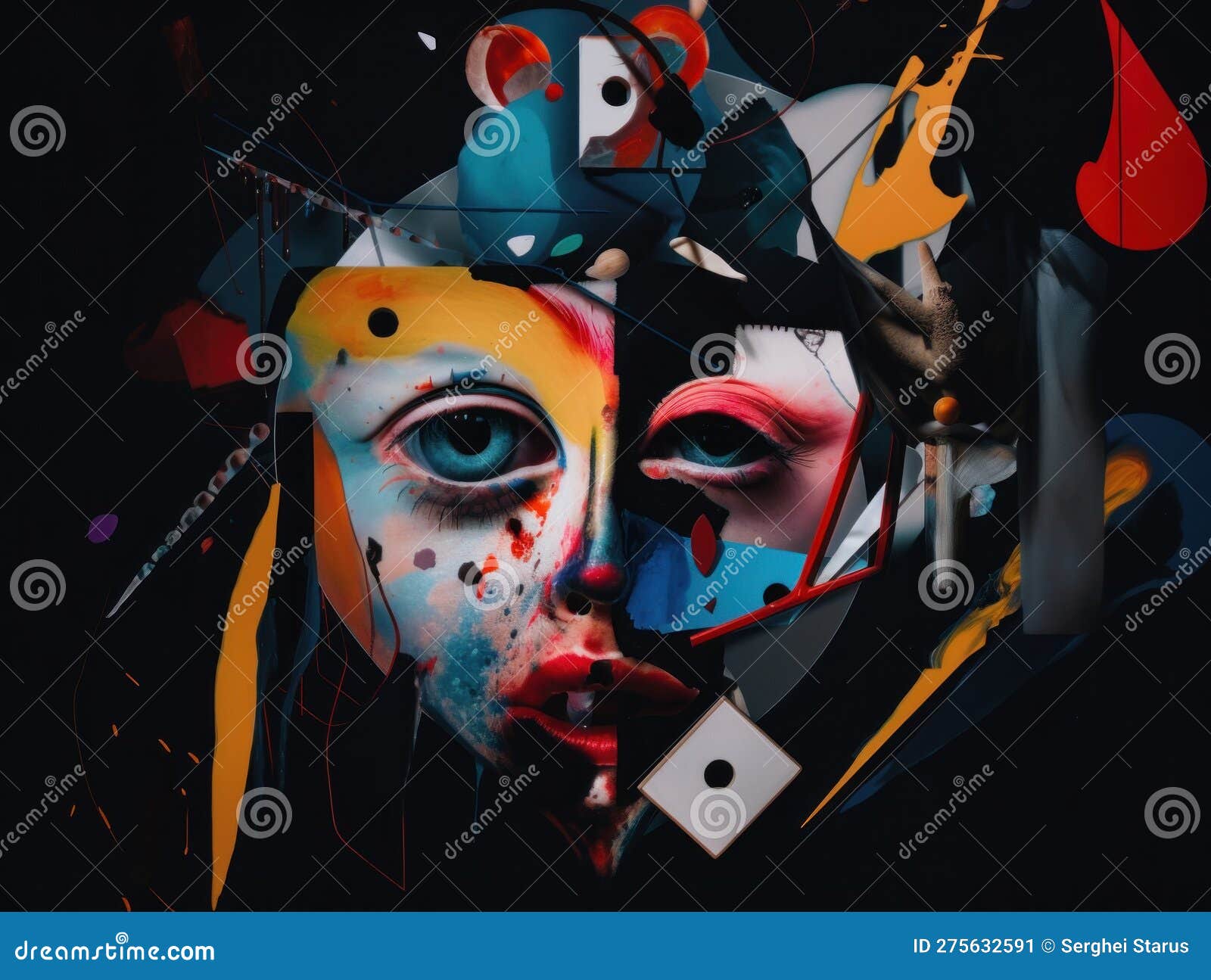 Abstract Representation Of Paranoia Painting Of A Woman S Face With