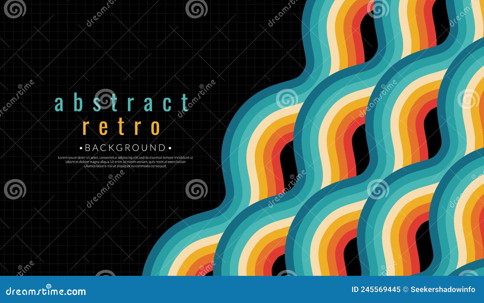 Abstract Retro 70s Background. Vintage 70s Wave Stripes Colorful Rainbow.  1970s Color Wallpaper Stock Vector - Illustration of wall, texture:  245569445