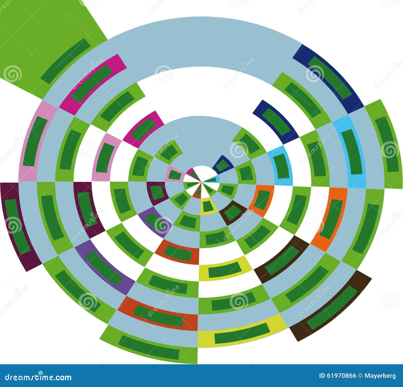 Abstract Round Figure Made from Blocks Stock Illustration