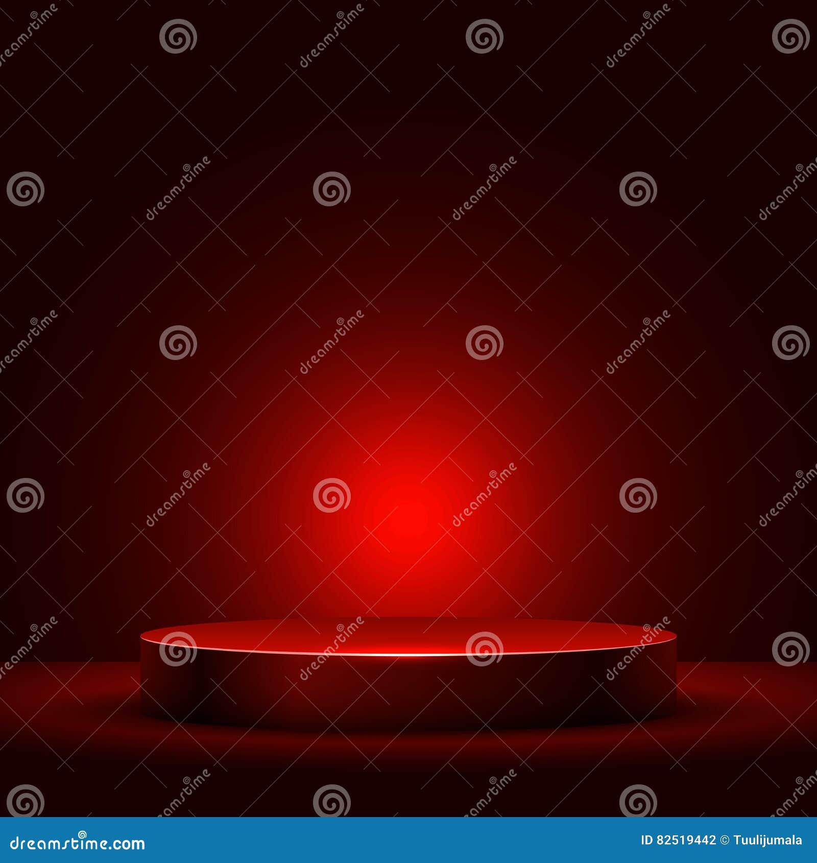 abstract round podium with red light