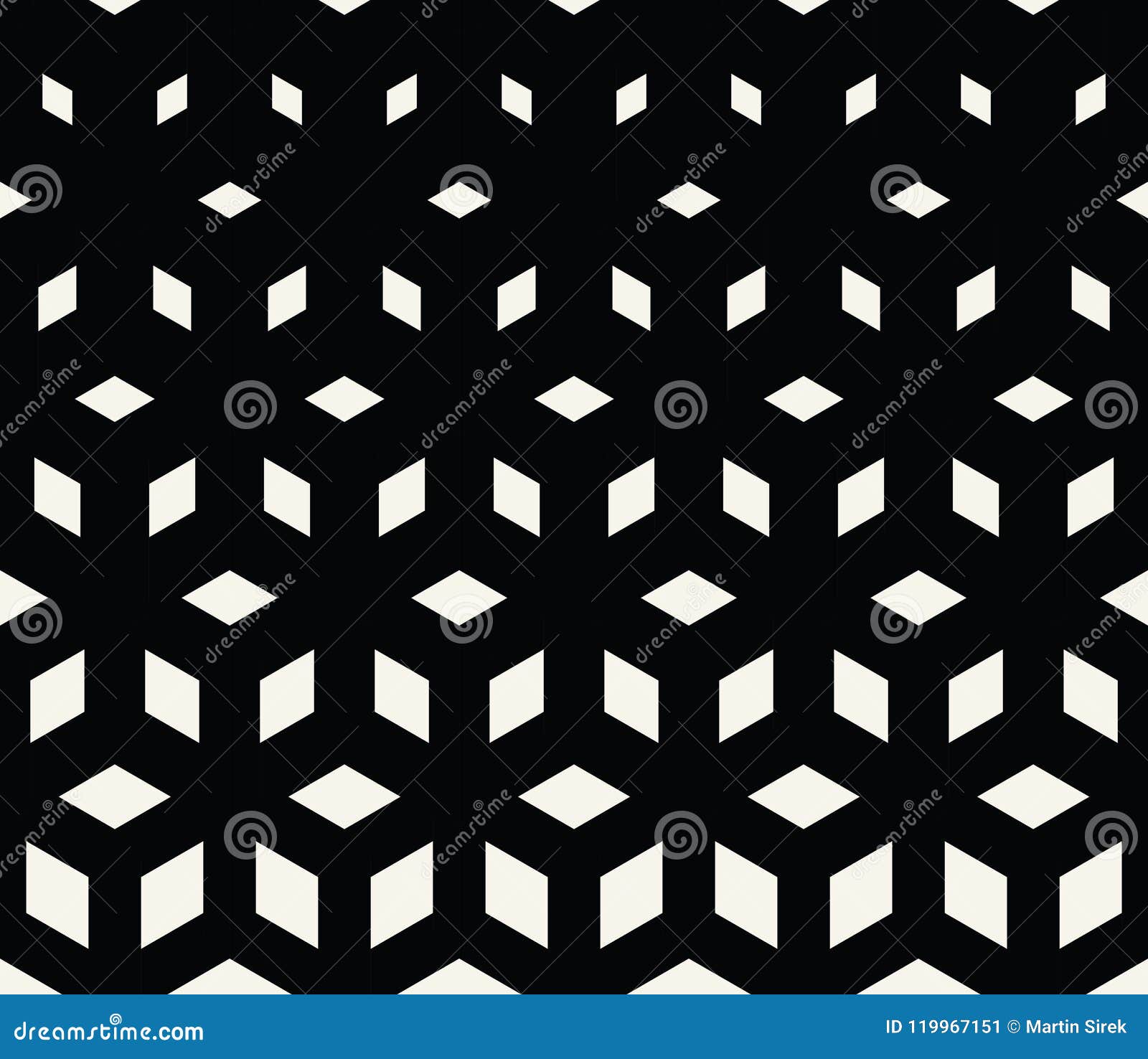 Abstract Sacred Geometry Black And White Grid Halftone Cubes Pattern