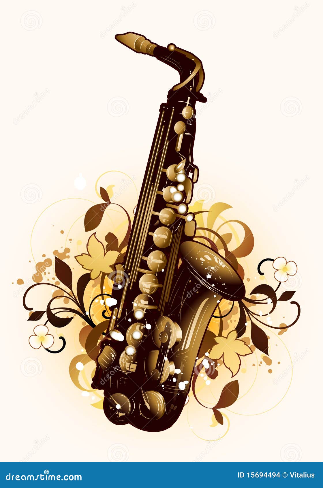 Abstract with saxophone stock vector. Illustration of floral 15694494