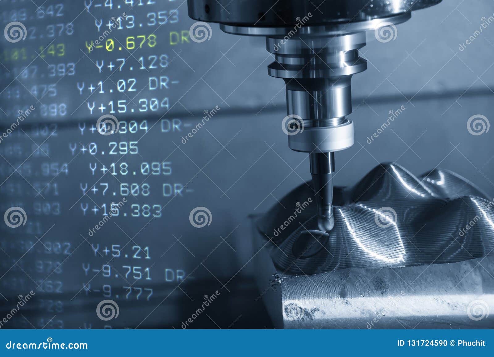 the abstract scene of cnc milling machine .