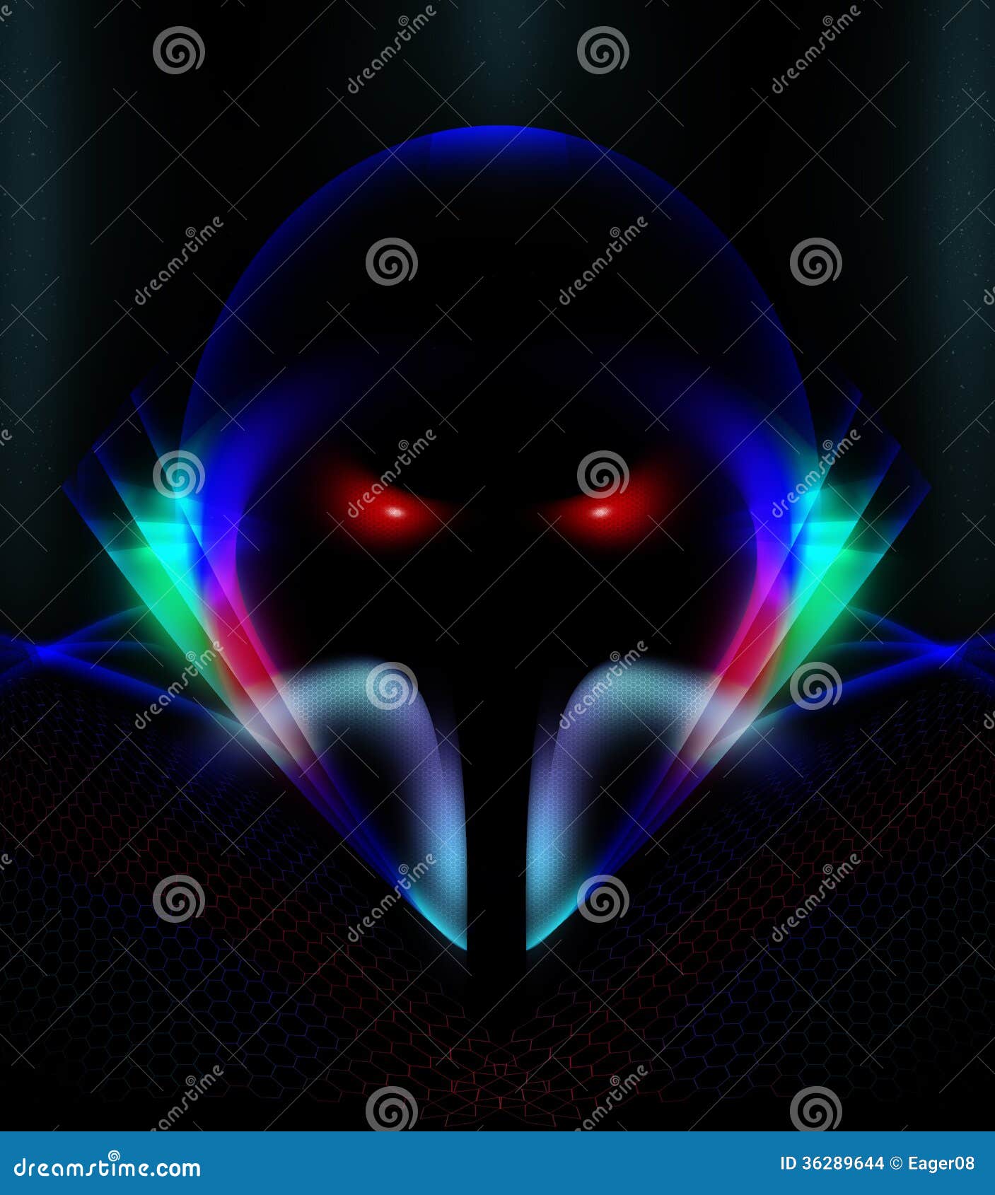 Abstract Sci-Fi Knight on black background