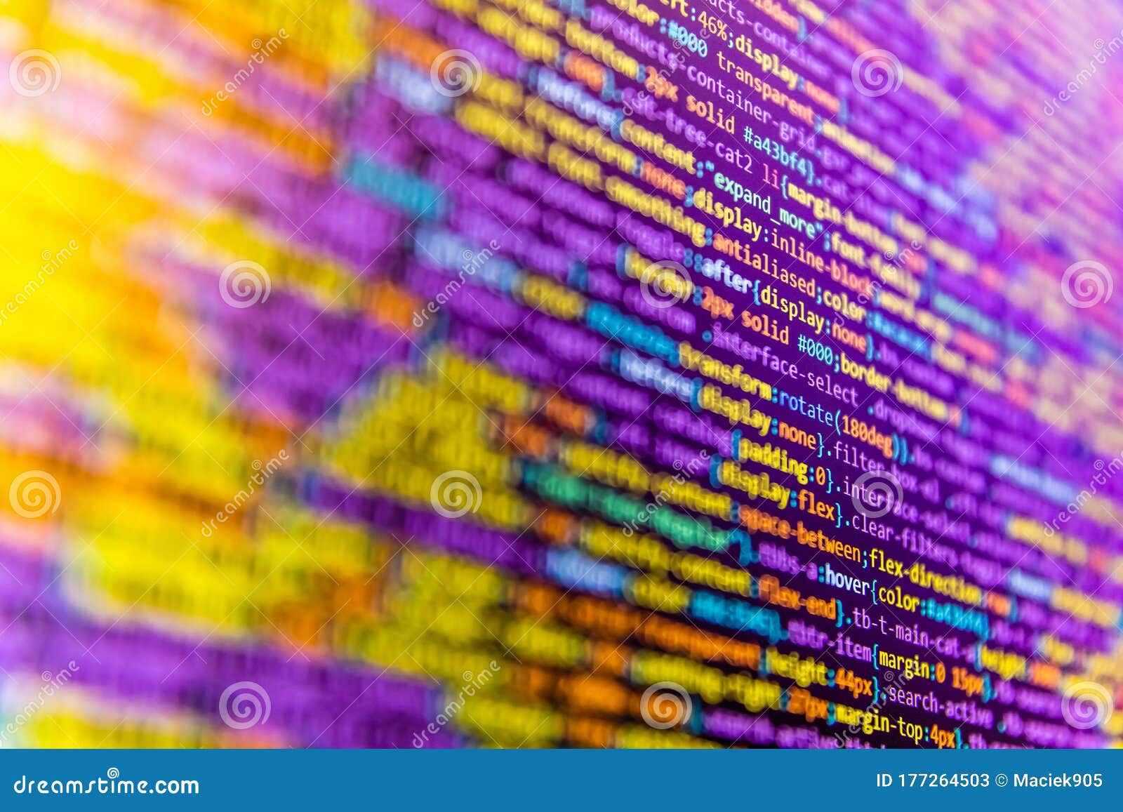Abstract Screen of Web Developer. Coding Css on Mornitor at the Office -  for Background or Montage Product Stock Image - Image of html, binary:  177264503