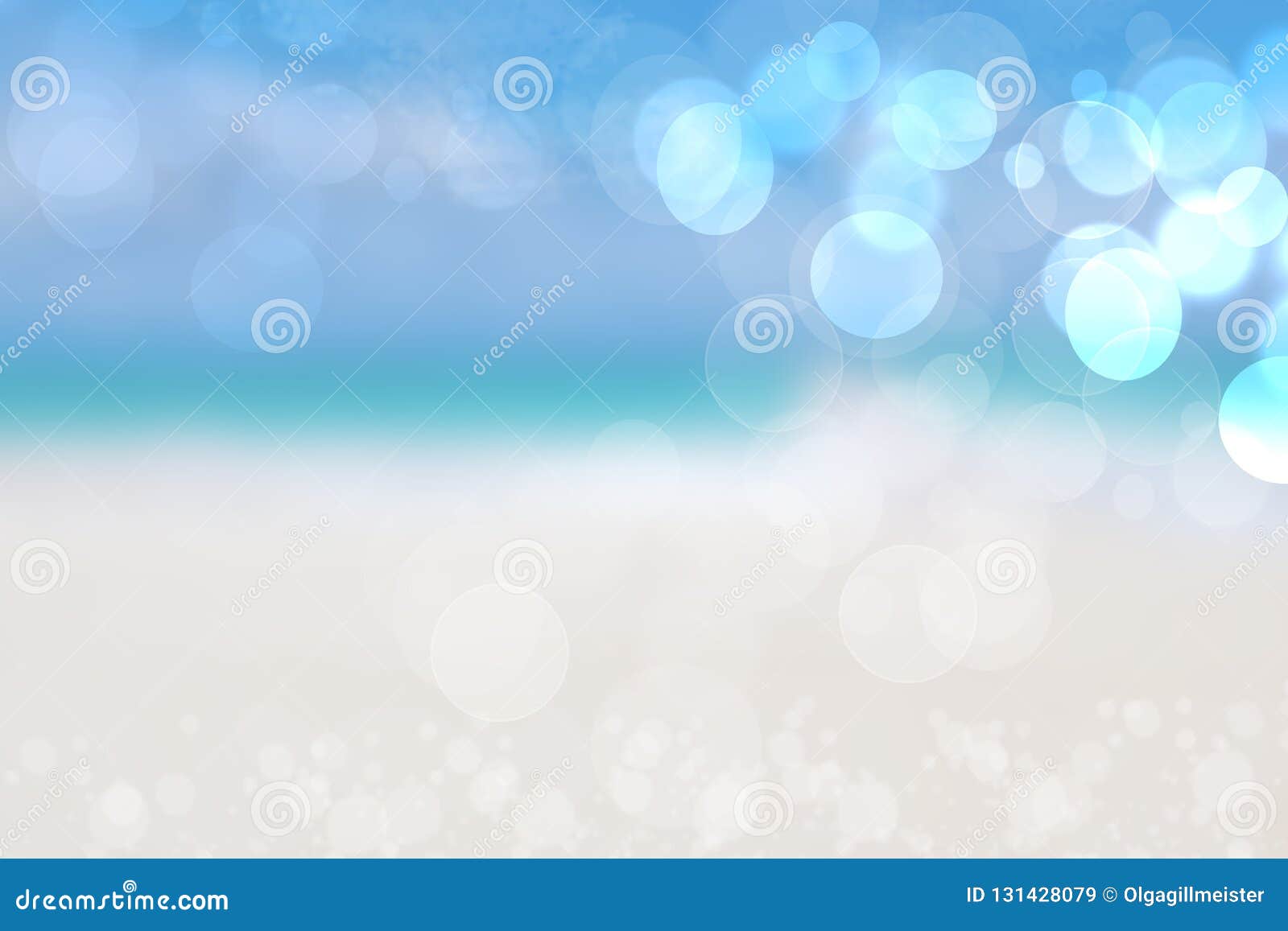 abstract sea background. abstract sandy summer beach background with bokeh lights on light blue sky. beautiful texture. space