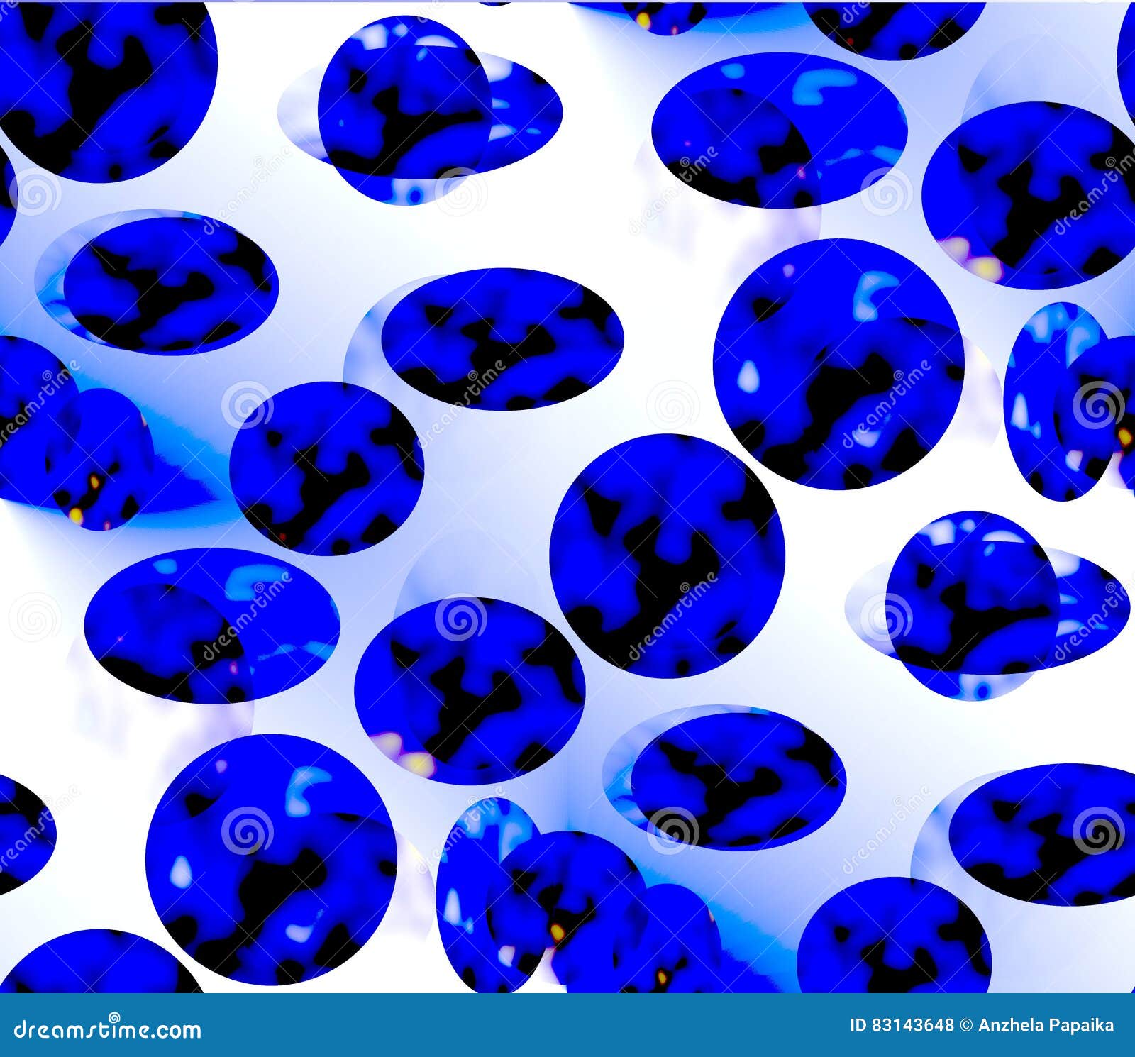 Abstract Seamless Background of Blue and White, Dark Blue and Balls