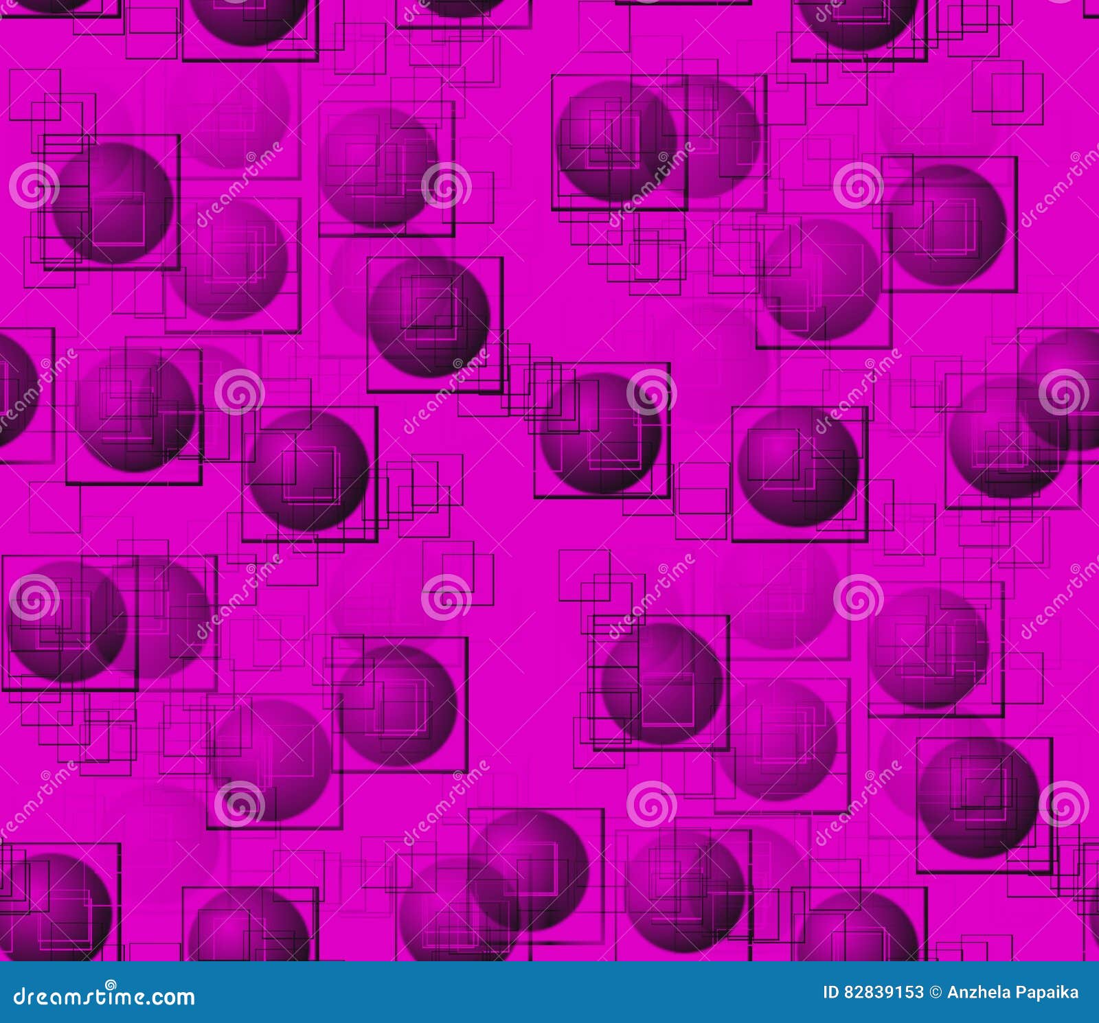 Abstract Seamless Background in the Pink Balls and Pink Circles Stock