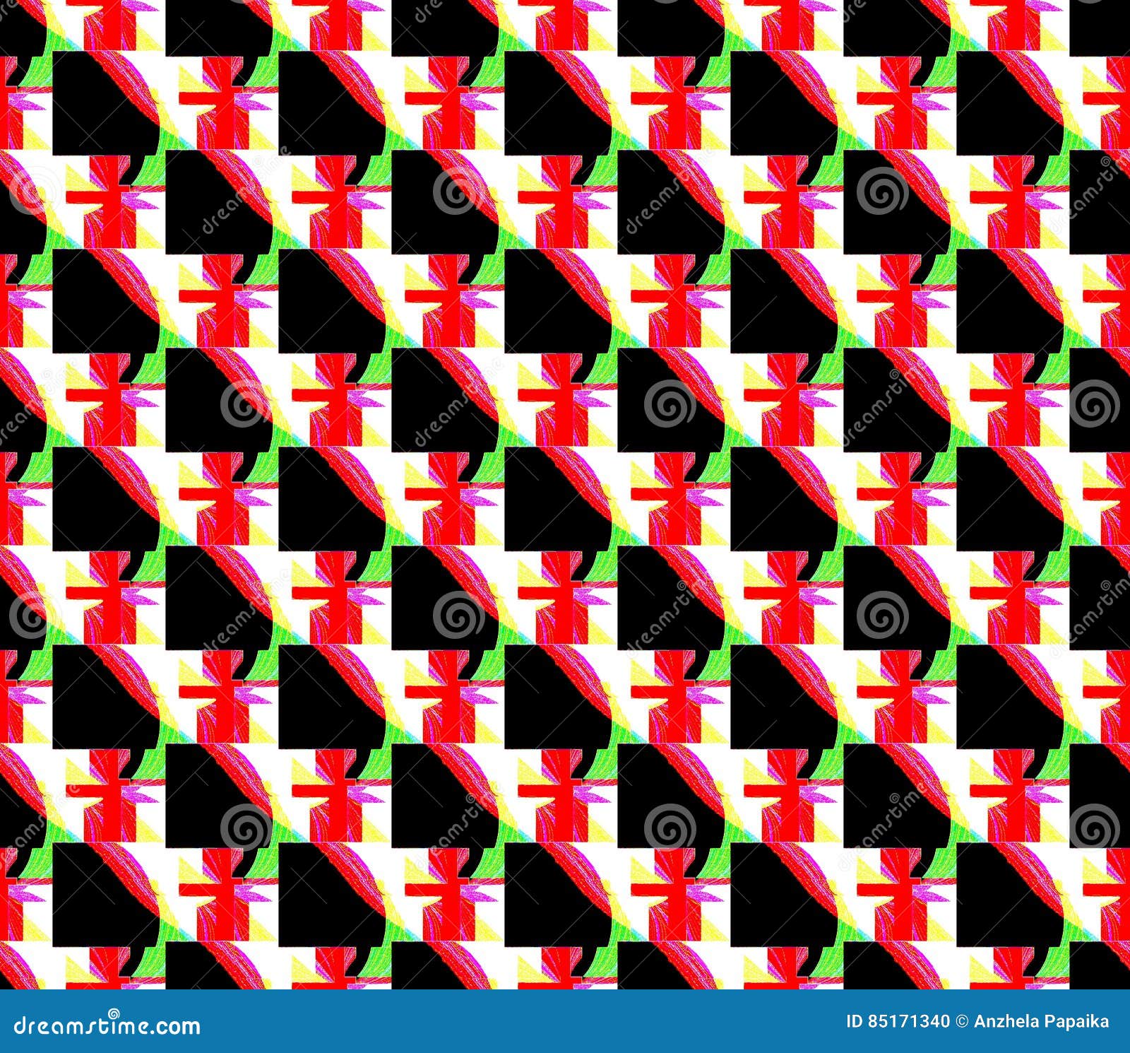 Abstract Seamless Black Background With Green And Red And Yellow