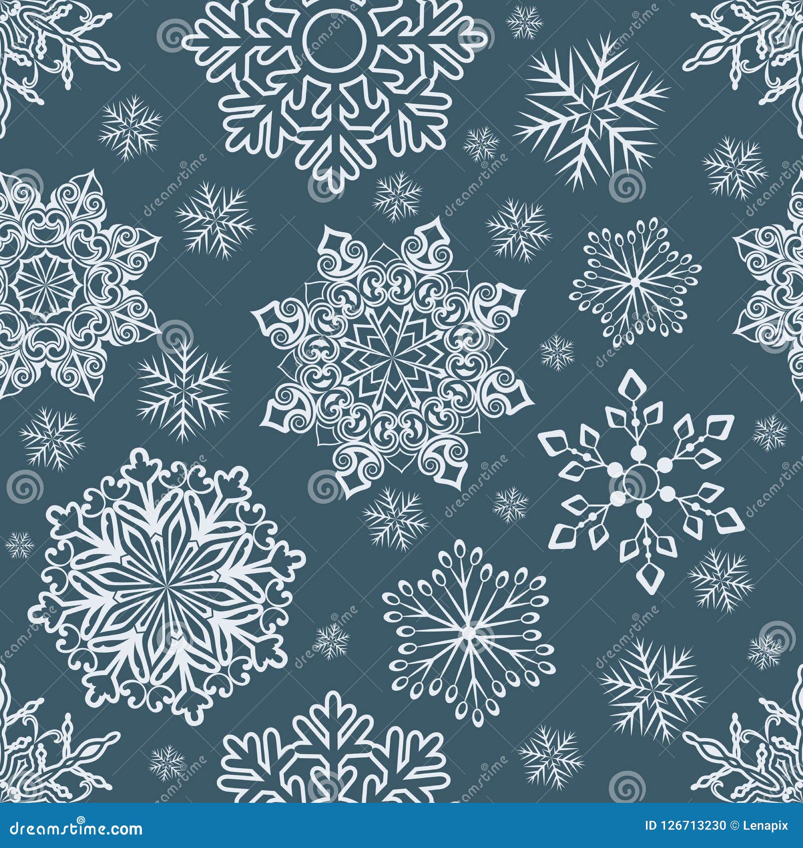 Abstract Seamless Christmas Snowflake Pattern. Stock
