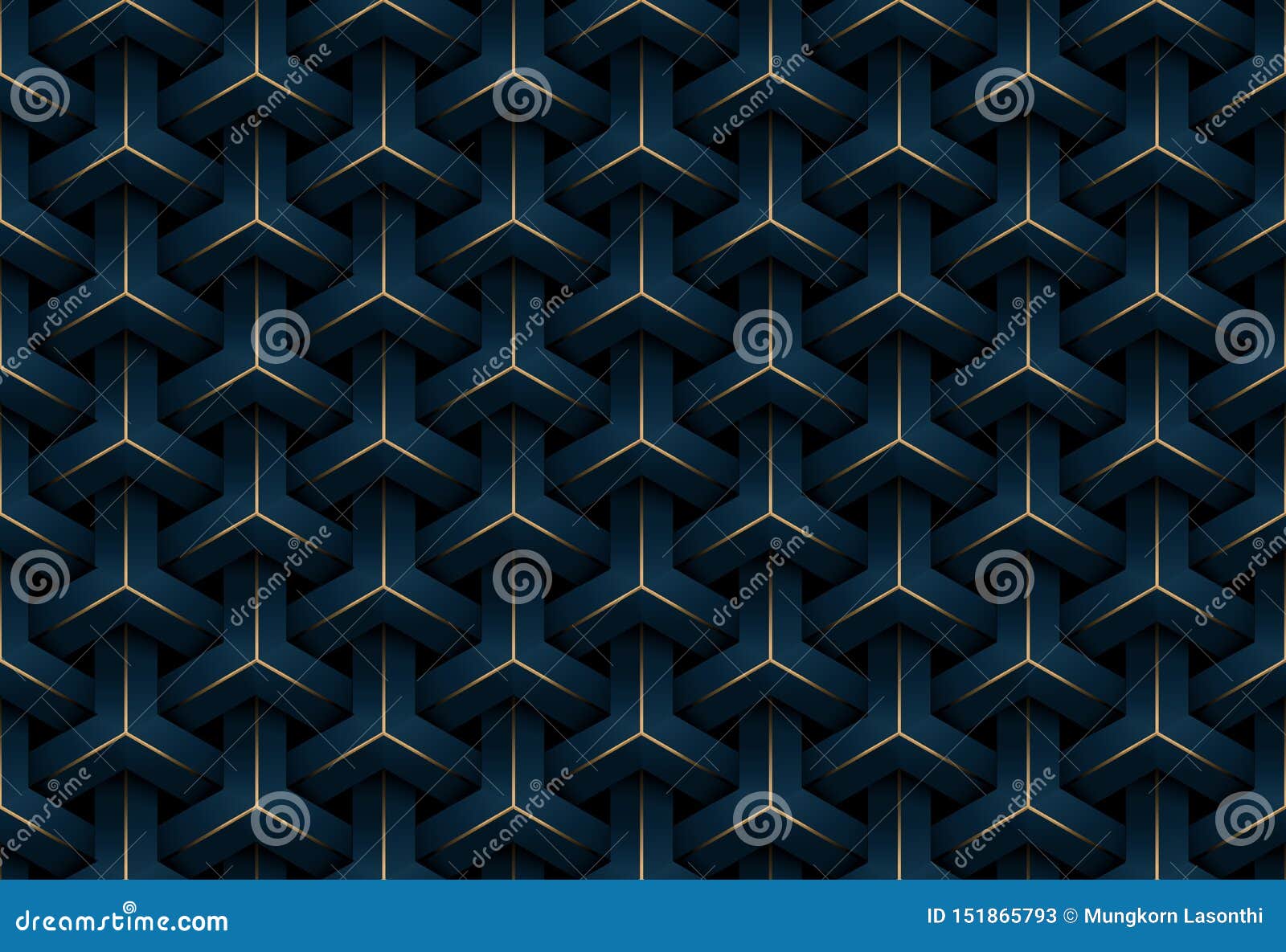 abstract seamless luxury dark blue and gold geometric pattern background