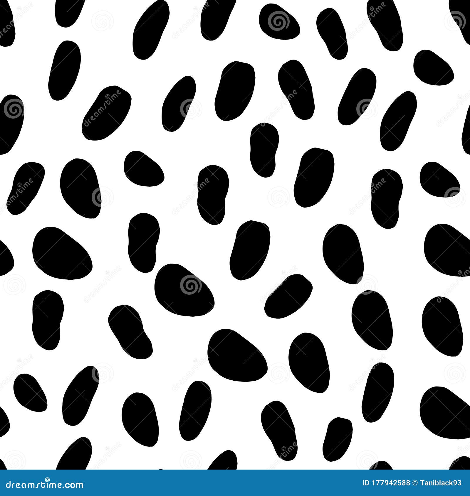 abstract seamless pattern with black spots on white. dalmatian skin imitation. animal print.  